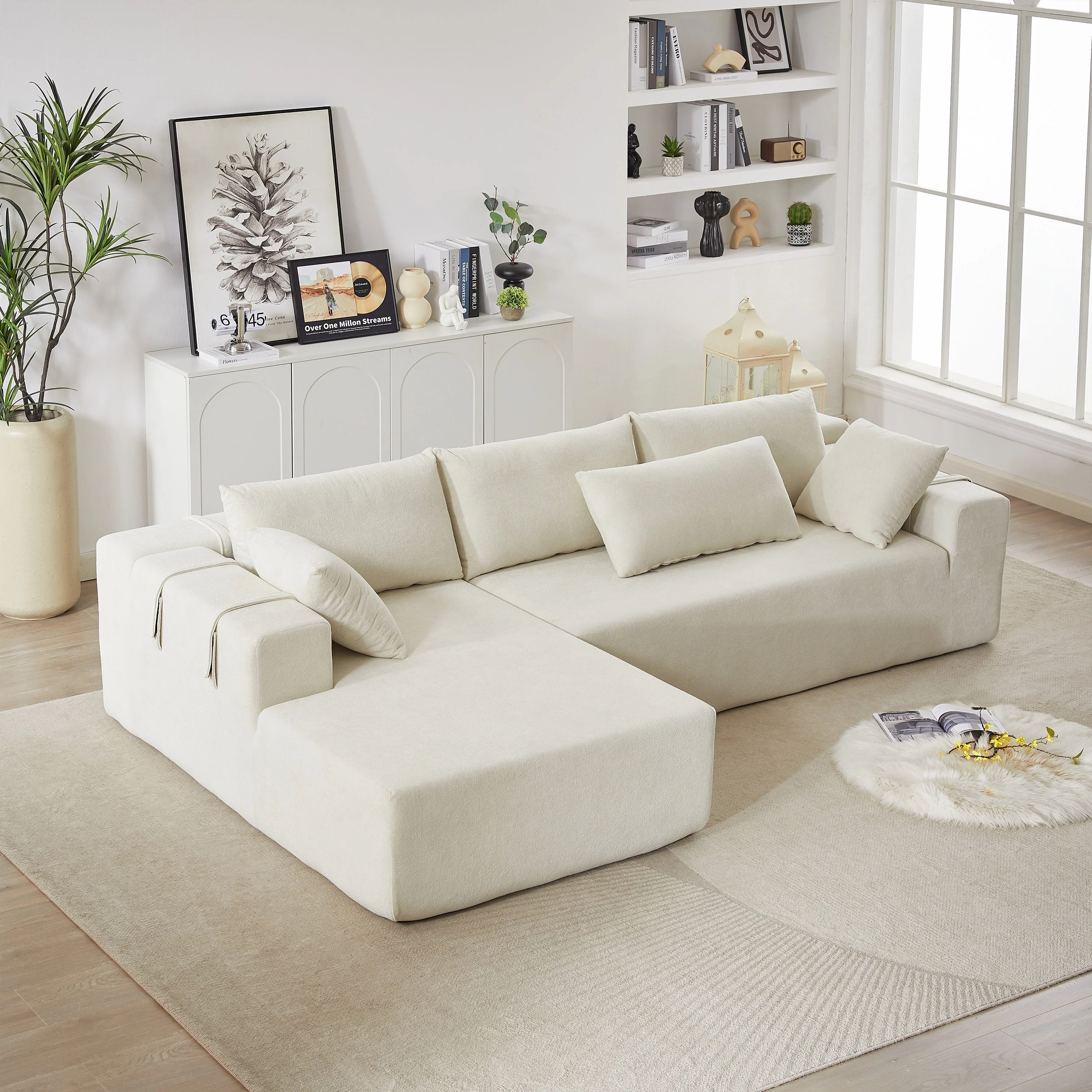 Modern Chenille Upholstered Sectional Sofa Couch Set - Image 10