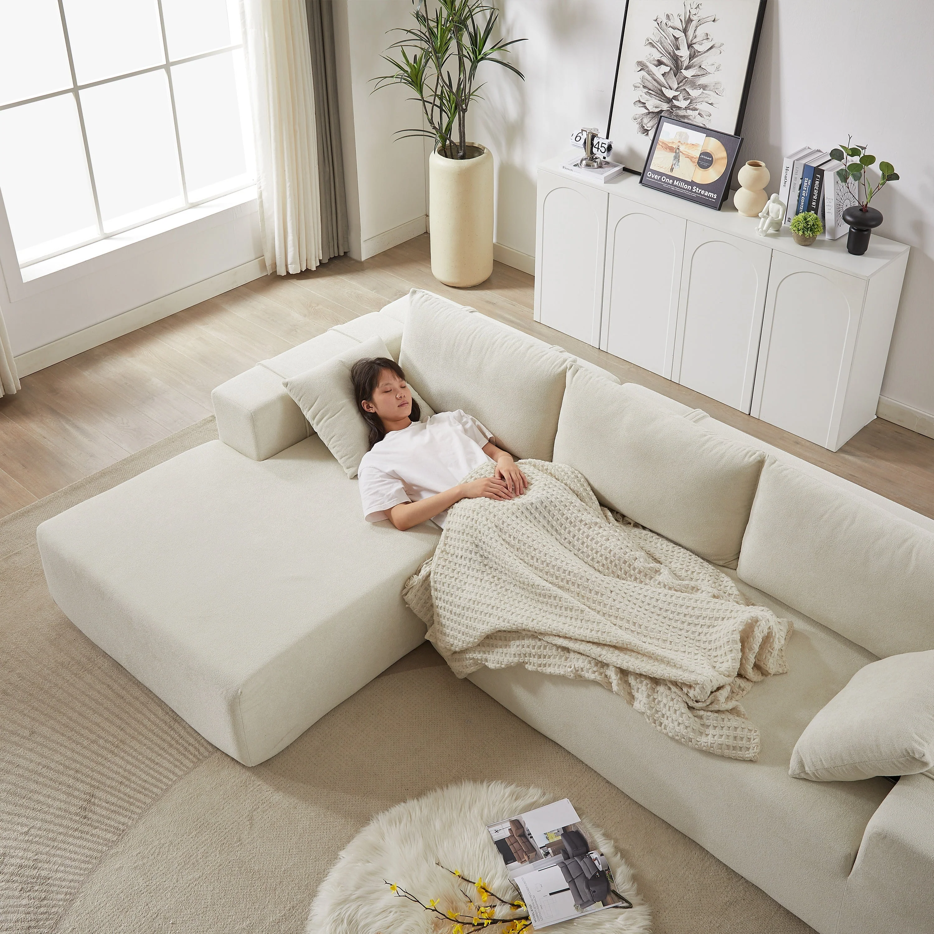 Modern Chenille Upholstered Sectional Sofa Couch Set - Image 17