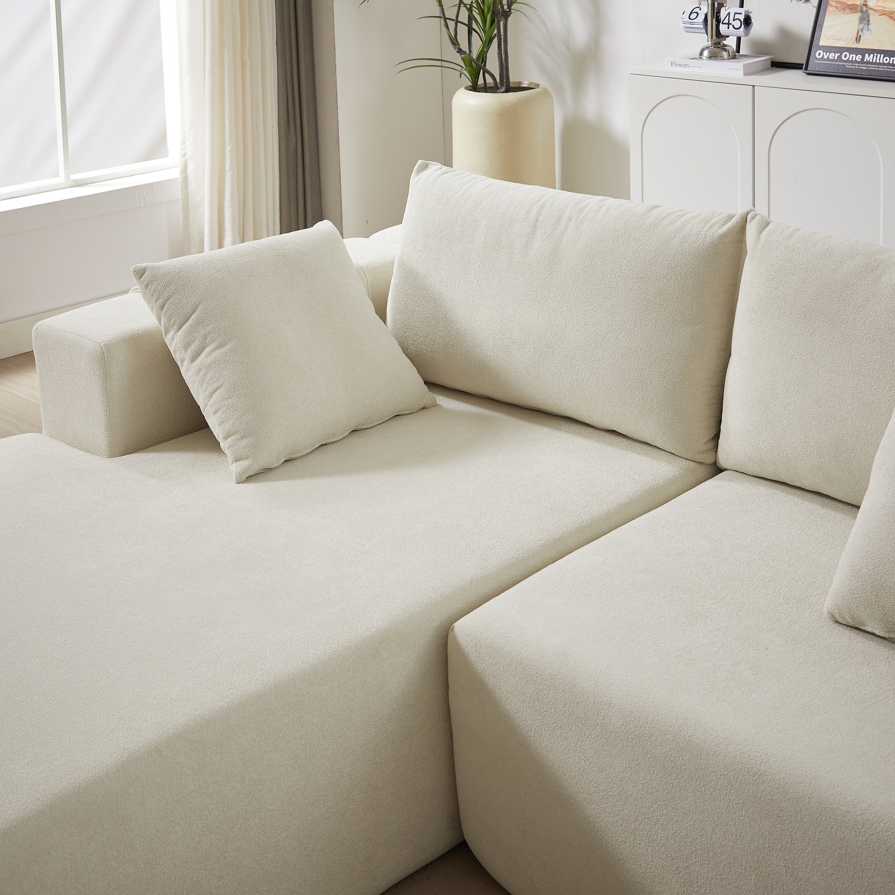 Modern Chenille Upholstered Sectional Sofa Couch Set - Image 18