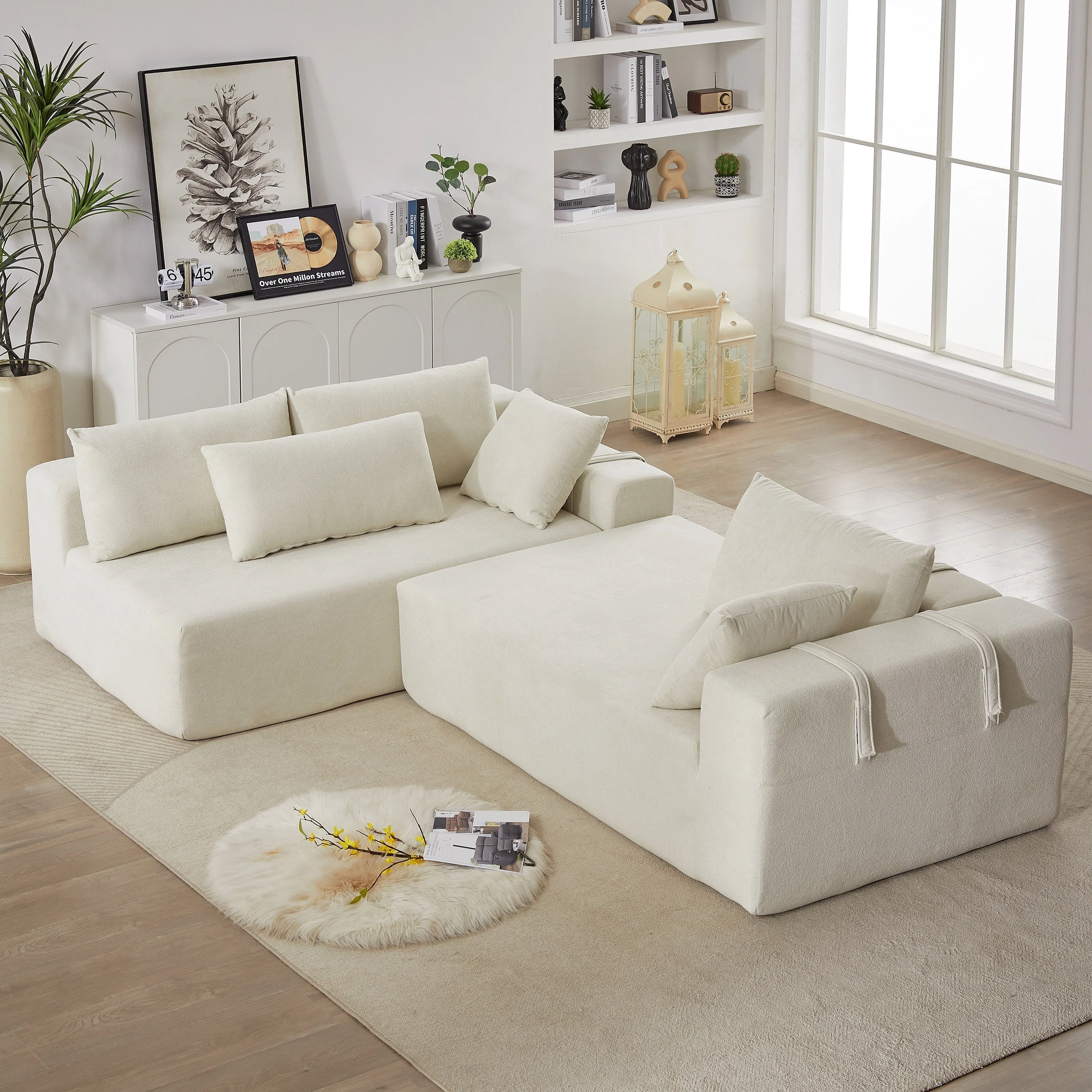 Modern Chenille Upholstered Sectional Sofa Couch Set - Image 19