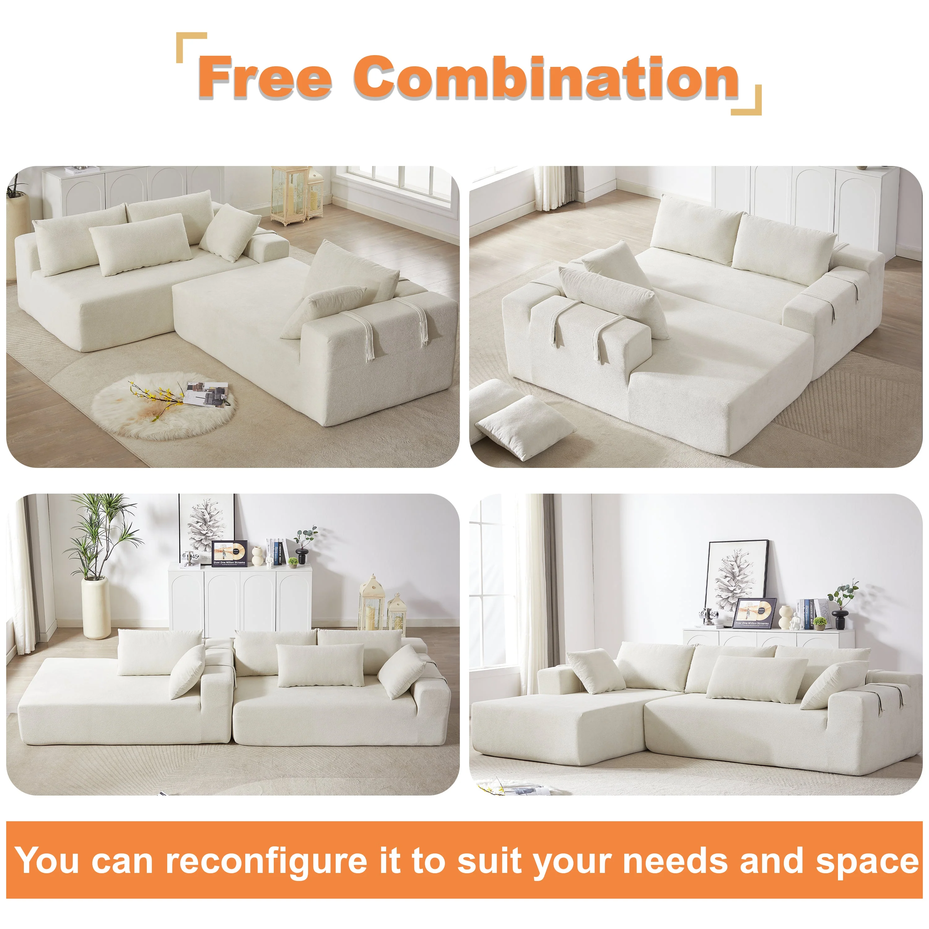 Modern Chenille Upholstered Sectional Sofa Couch Set - Image 22