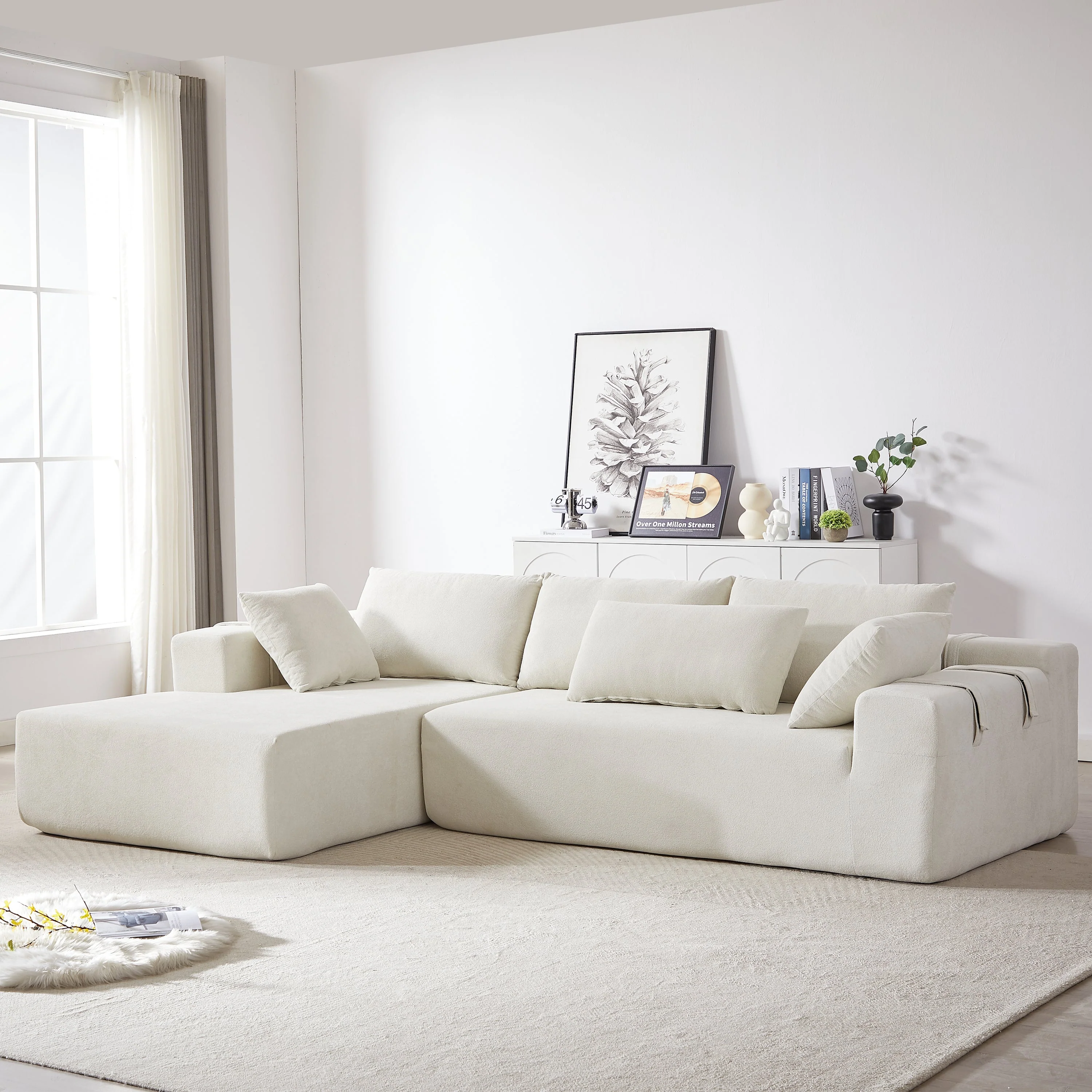 Modern Chenille Upholstered Sectional Sofa Couch Set - Image 3