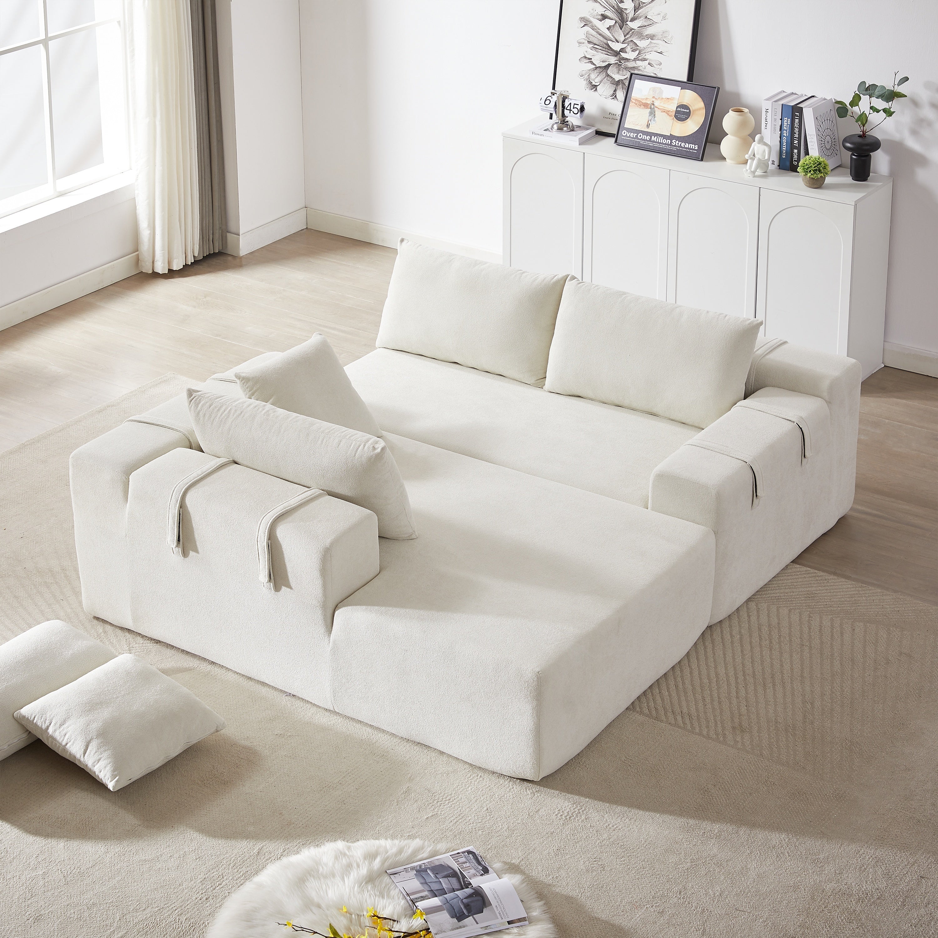 Modern Chenille Upholstered Sectional Sofa Couch Set - Image 8