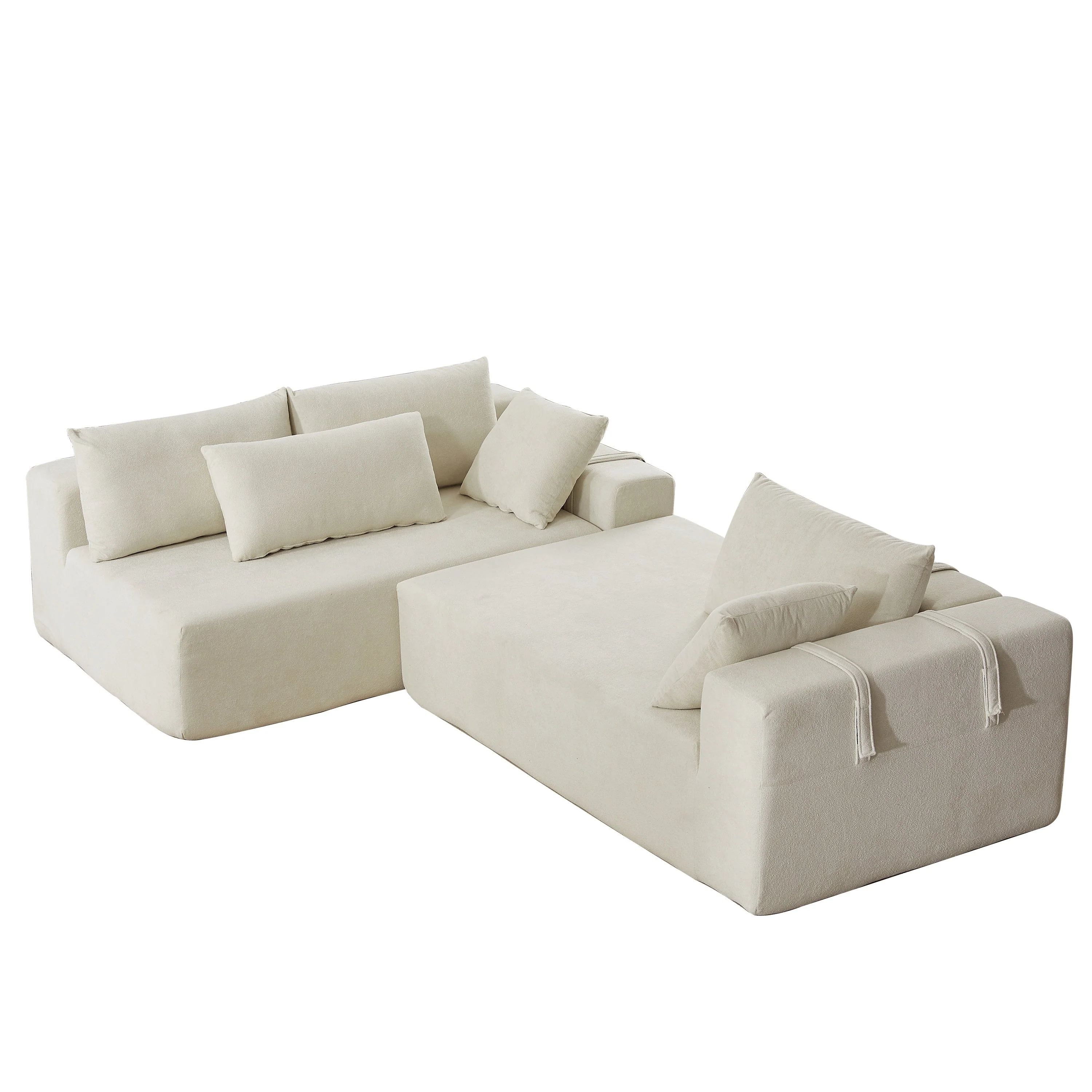 Modern Chenille Upholstered Sectional Sofa Couch Set - Image 9