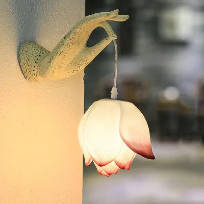 Modern Chinese Lotus Wall Lamp Creative Corridor Hallway Teahouse Art Decor Light - Image 10