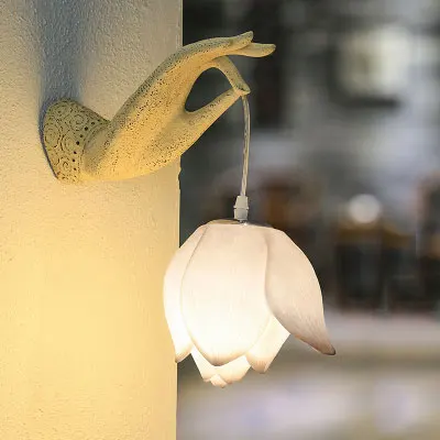 Modern Chinese Lotus Wall Lamp Creative Corridor Hallway Teahouse Art Decor Light - Image 11