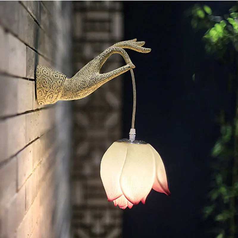 Modern Chinese Lotus Wall Lamp Creative Corridor Hallway Teahouse Art Decor Light - Image 9