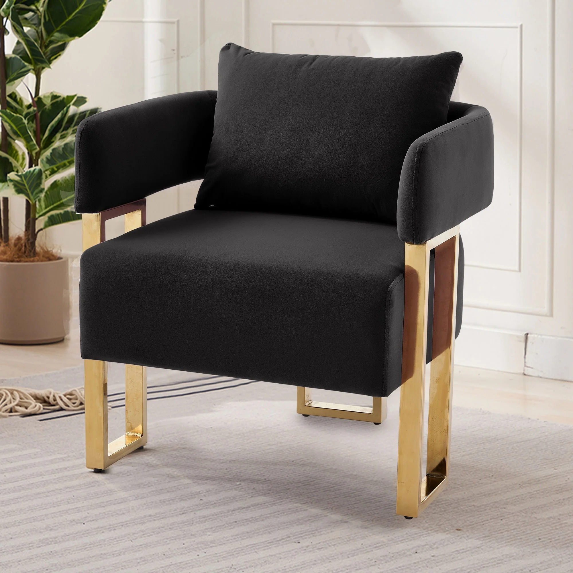 Modern Classic Design Decorative Chair Teddy Fleece Upholstered And Metal Foot - Image 11