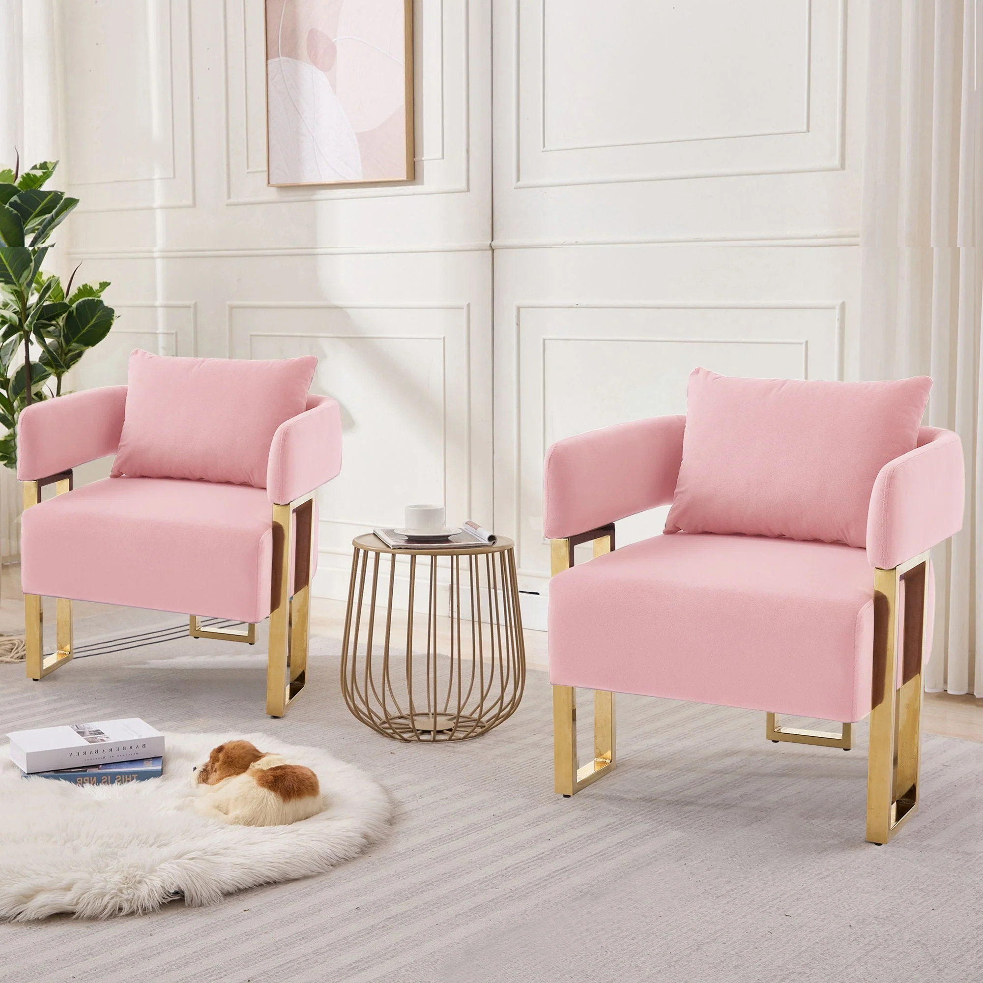 Modern Classic Design Decorative Chair Teddy Fleece Upholstered And Metal Foot - Image 12