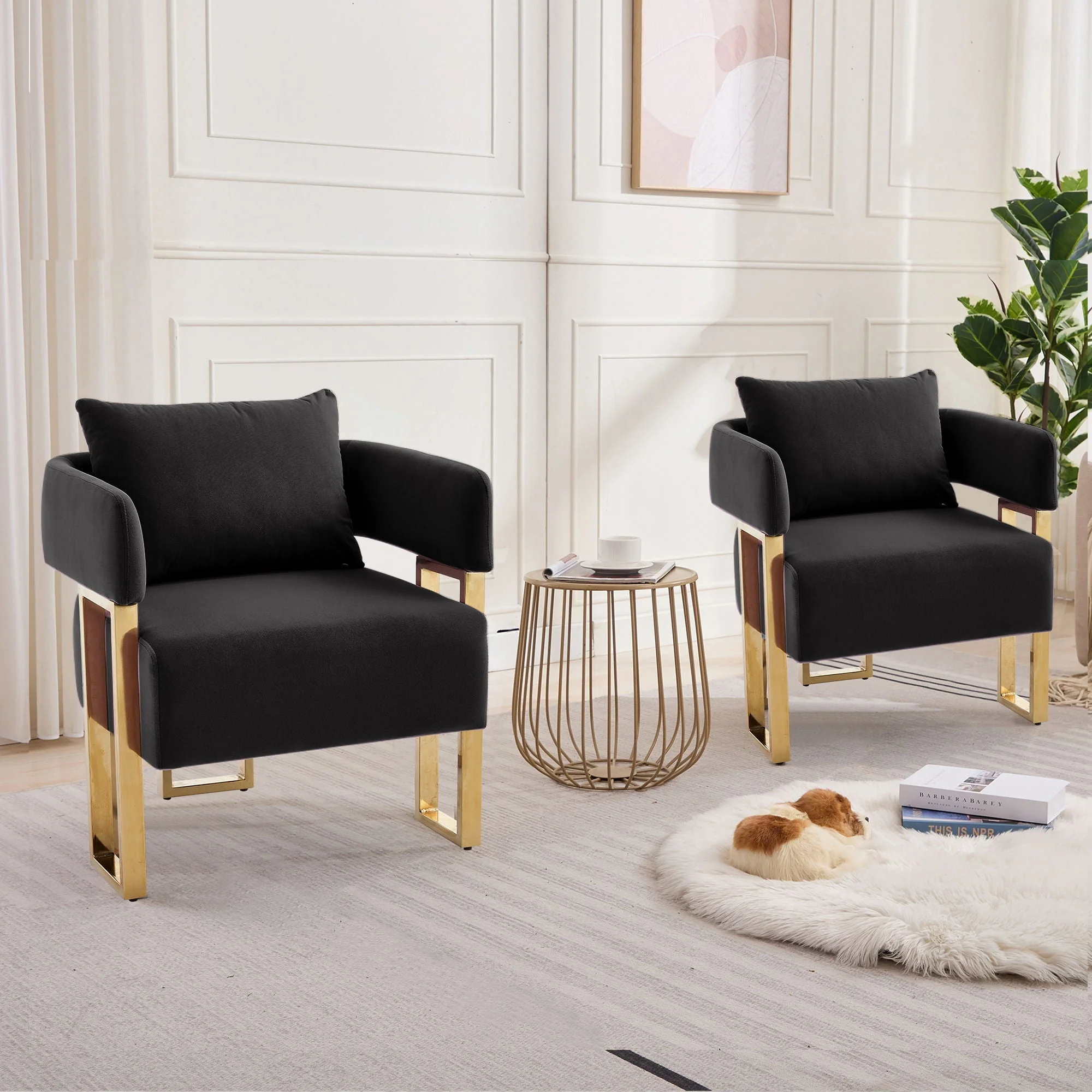 Modern Classic Design Decorative Chair Teddy Fleece Upholstered And Metal Foot - Image 7