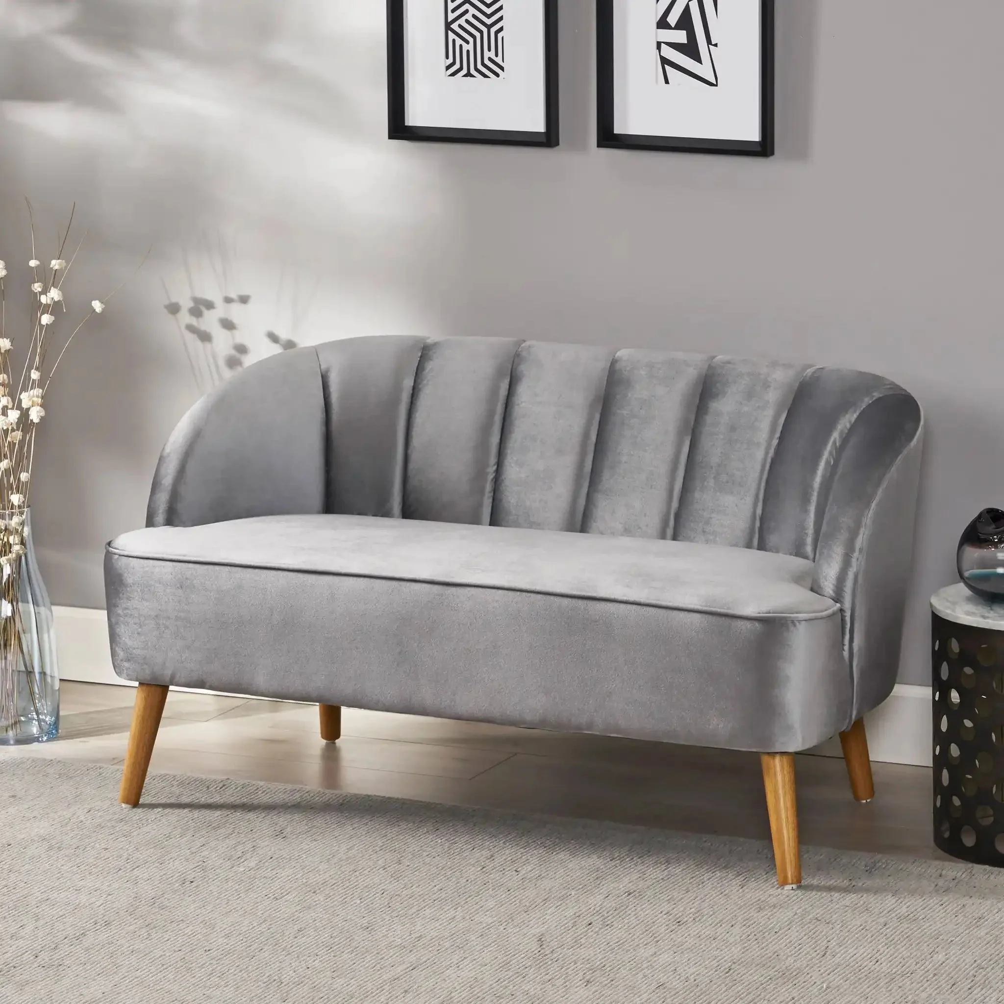 Modern Classic Shell Backed Loveseat - Image 7