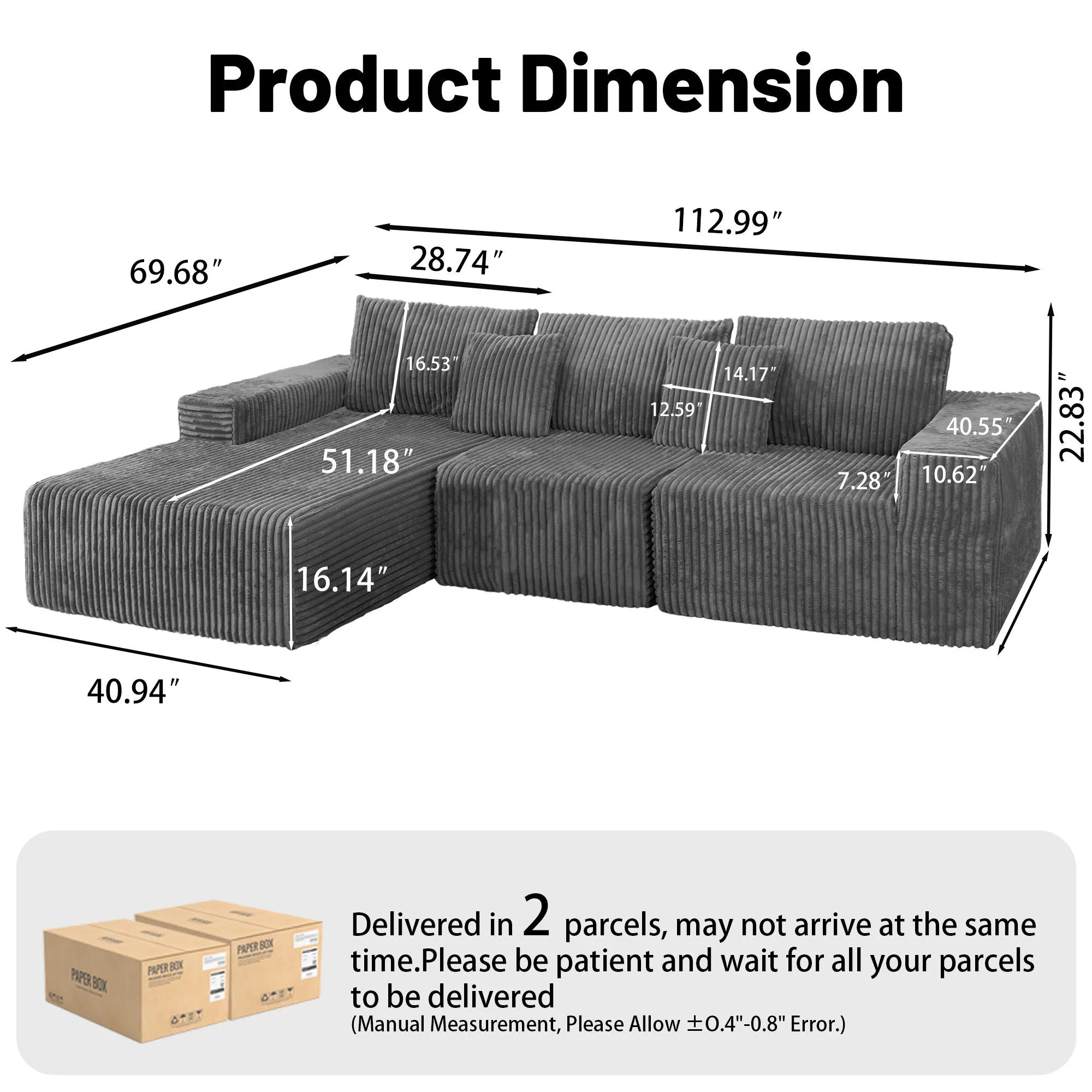 Modern Cloud Sectional Sofa With L-Shape Chaise - Image 2