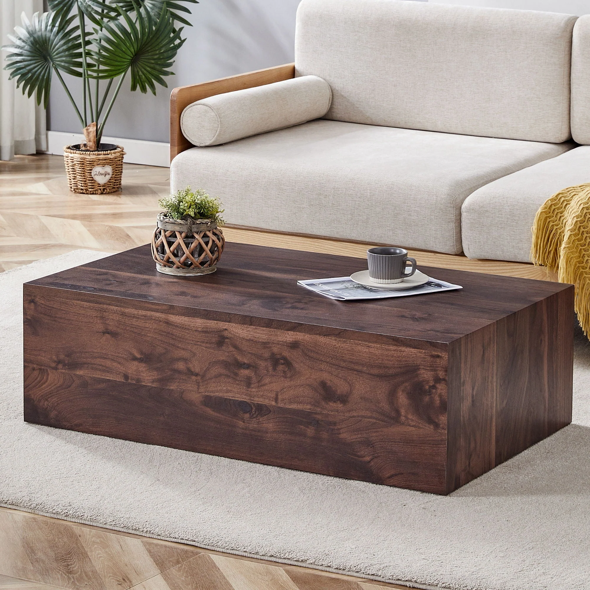 Modern Coffee Table With Light Wood Texture Pattern - Image 3
