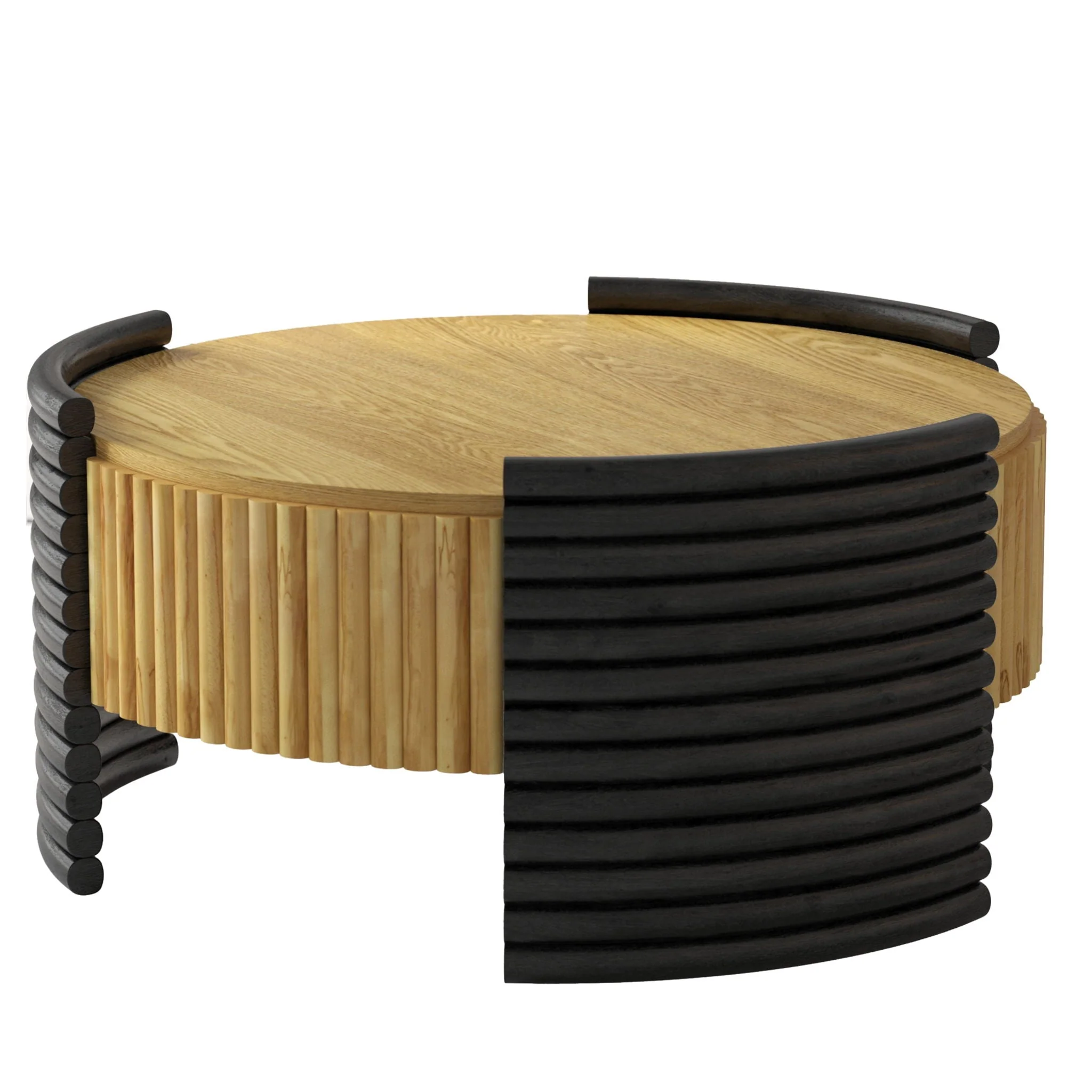 Modern Colorblocked Striped Coffee Table With Flip Top Storage - Image 2