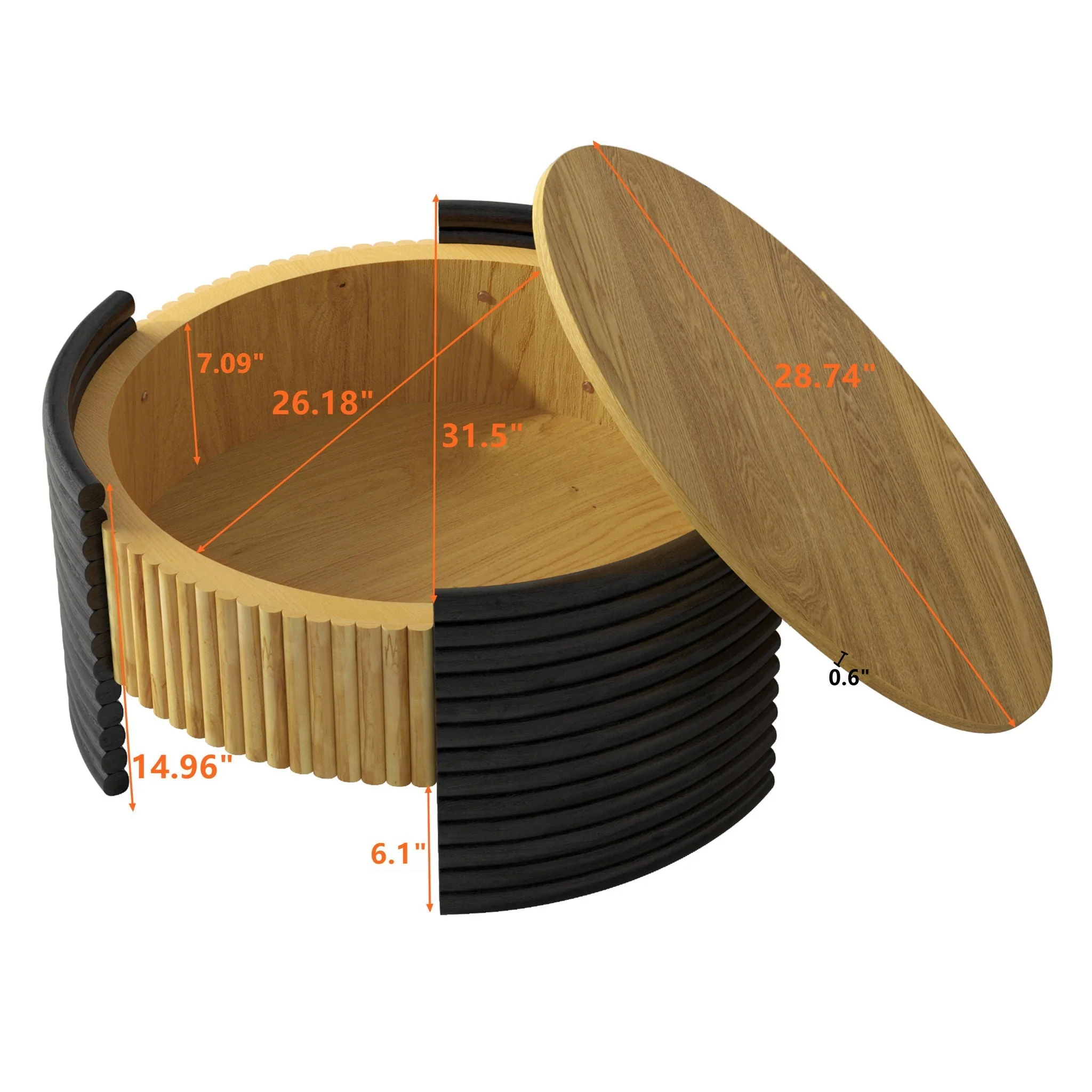 Modern Colorblocked Striped Coffee Table With Flip Top Storage - Image 3