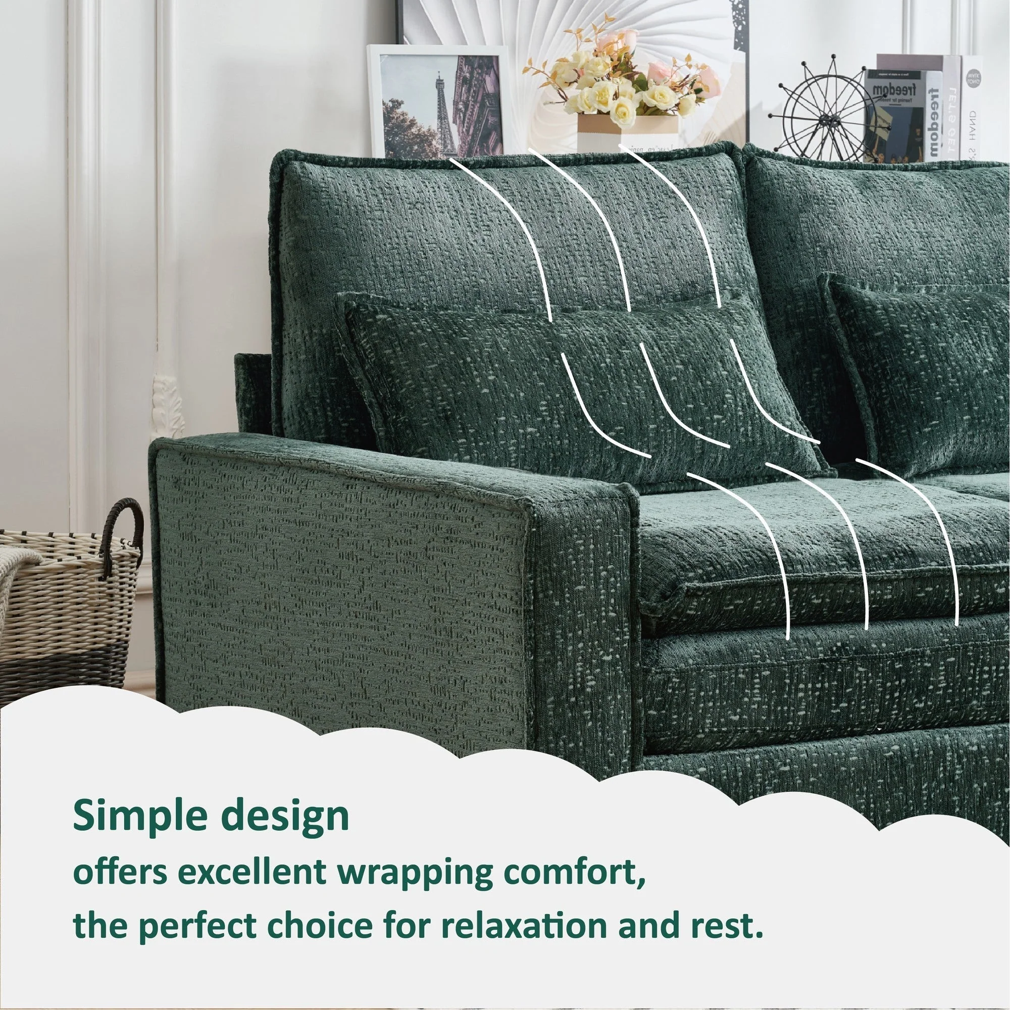 Modern Comfy Chenille L Shaped Sectional Sofa with Movable Ottoman - Image 12