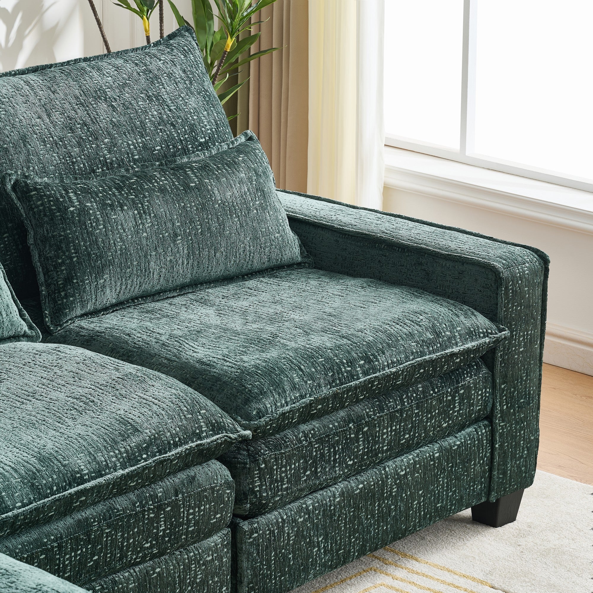 Modern Comfy Chenille L Shaped Sectional Sofa with Movable Ottoman - Image 13