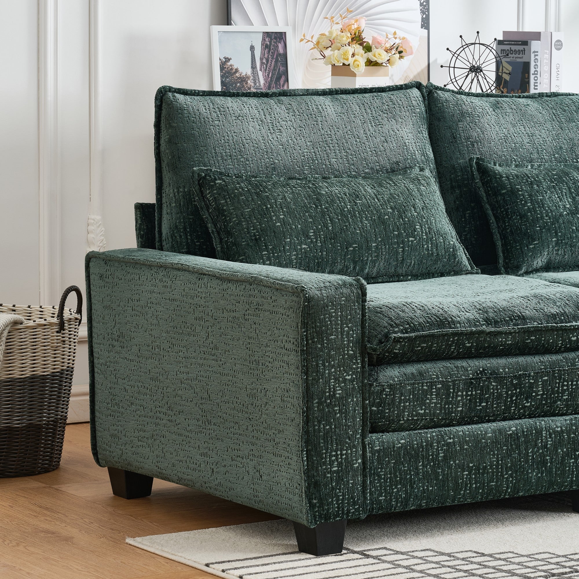 Modern Comfy Chenille L Shaped Sectional Sofa with Movable Ottoman - Image 15