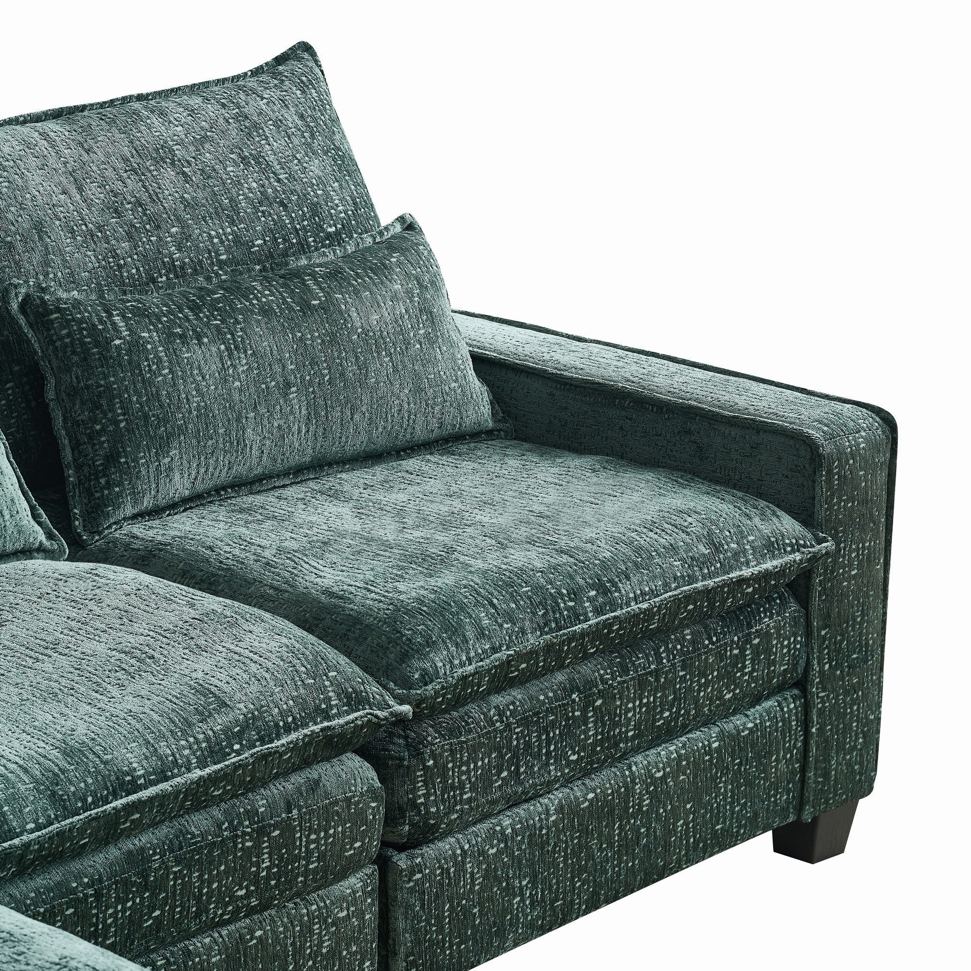 Modern Comfy Chenille L Shaped Sectional Sofa with Movable Ottoman - Image 16