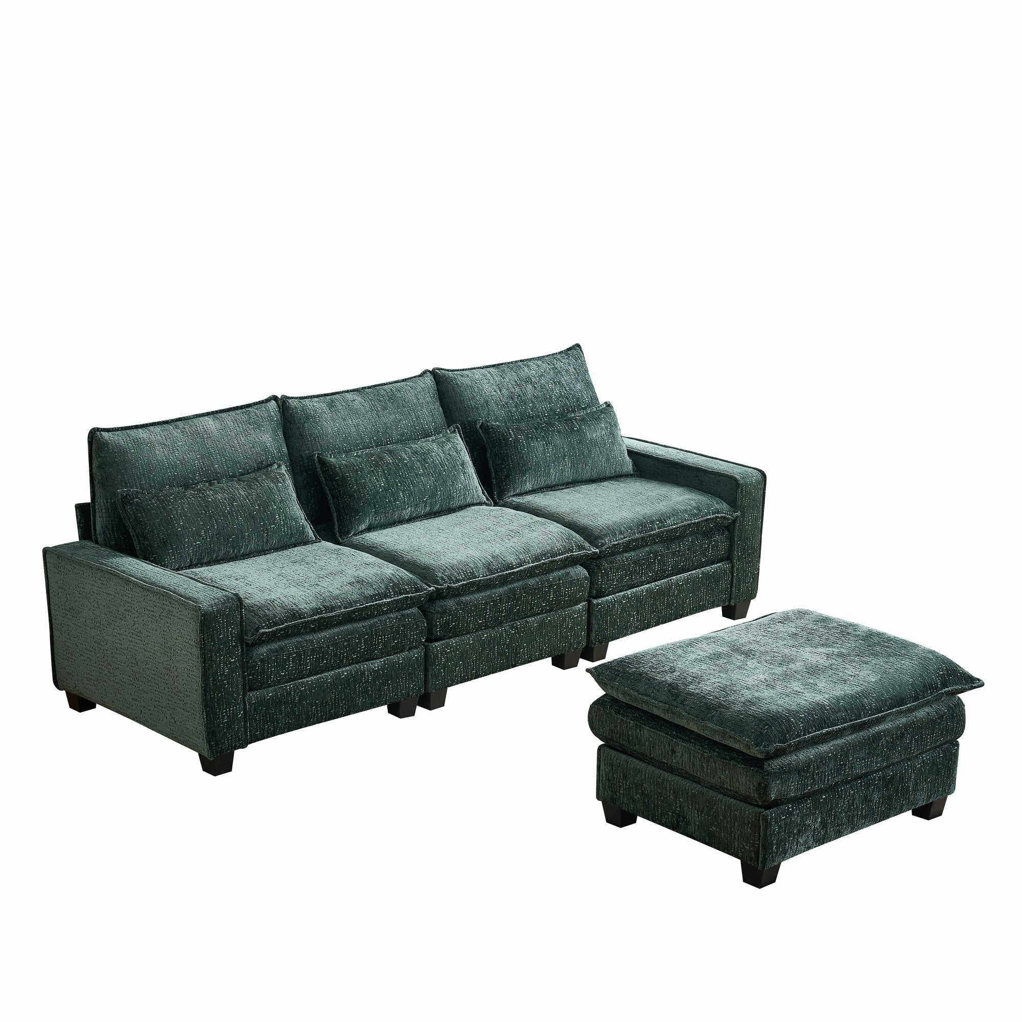 Modern Comfy Chenille L Shaped Sectional Sofa with Movable Ottoman - Image 5