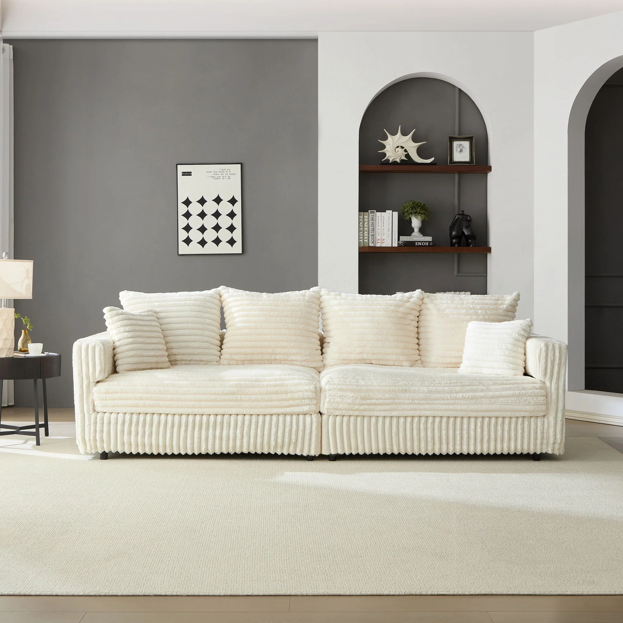 Modern Comfy Upholstered 4 Seat Sofa Cloud Couch, Deep Seat With Soft Pillows - Image 2