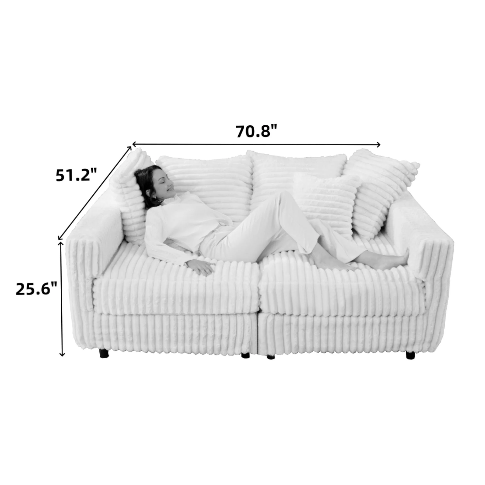 Modern Comfy Upholstered 4 Seat Sofa Cloud Couch, Deep Seat With Soft Pillows - Image 4