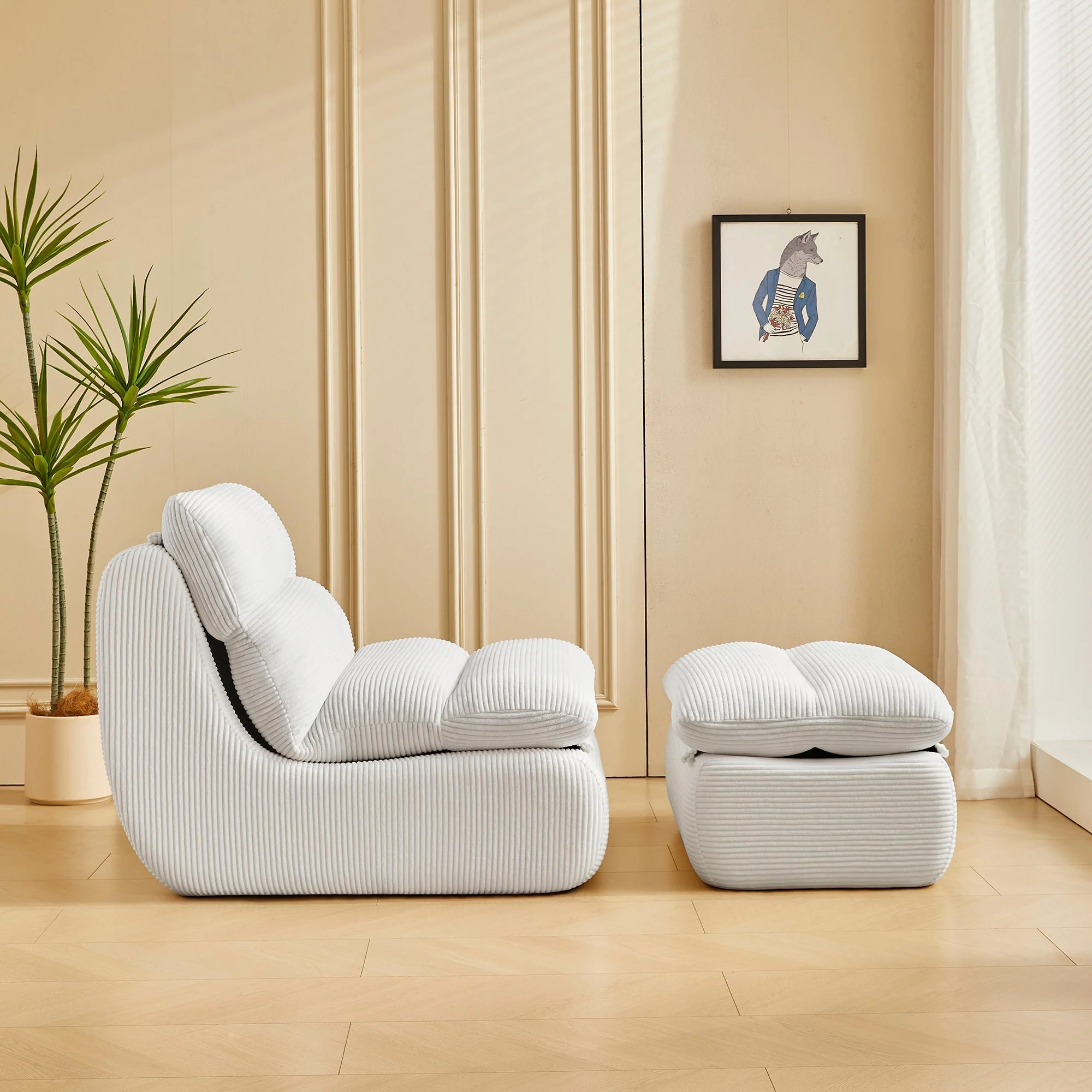 Modern Compressed Lounge Chair with Ottoman - Image 2