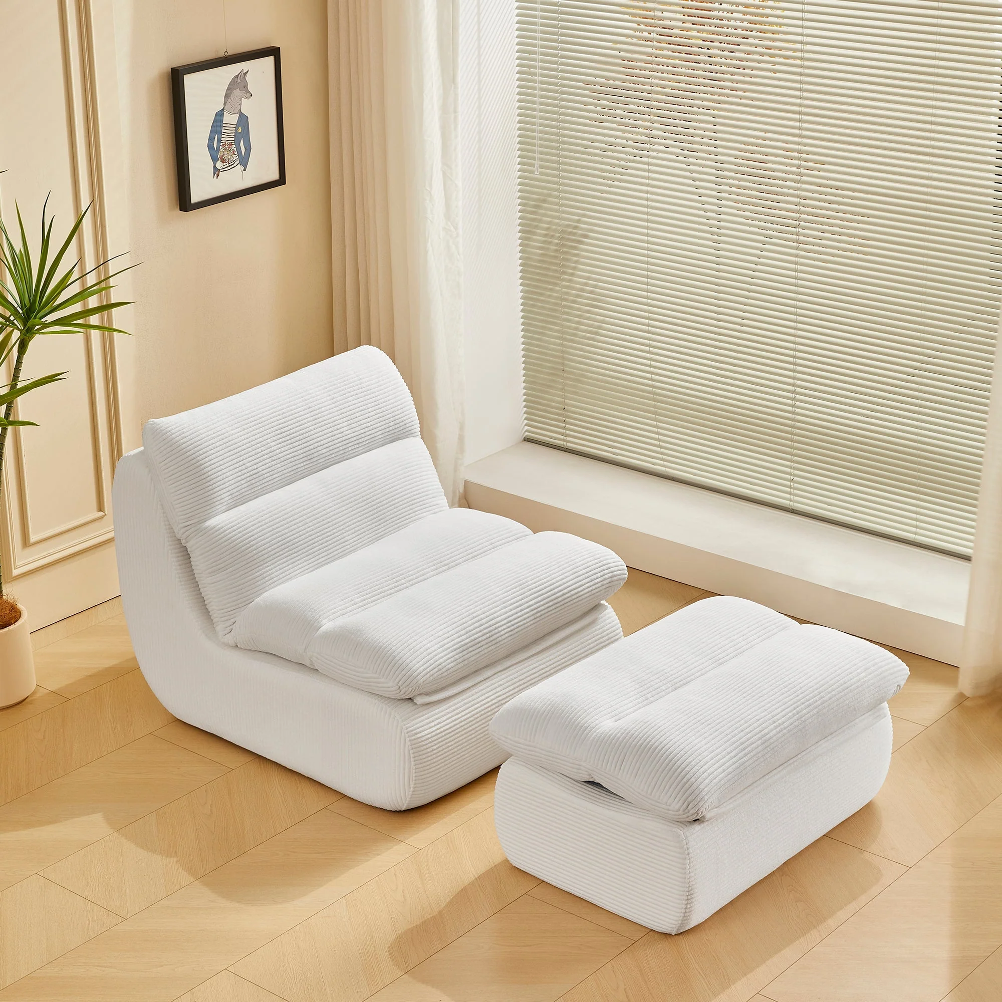 Modern Compressed Lounge Chair with Ottoman - Image 3