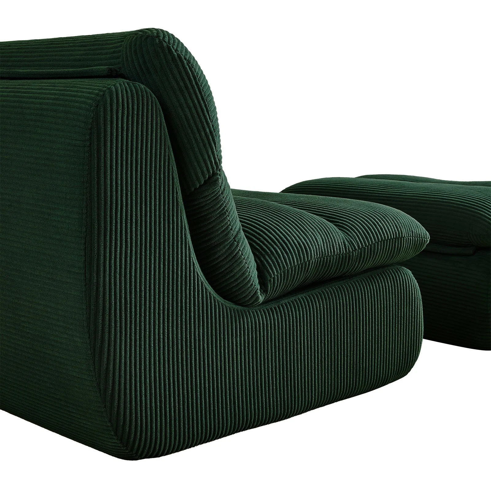Modern Compressed Lounge Chair with Ottoman - Cozy Corduroy Recliner - Image 12