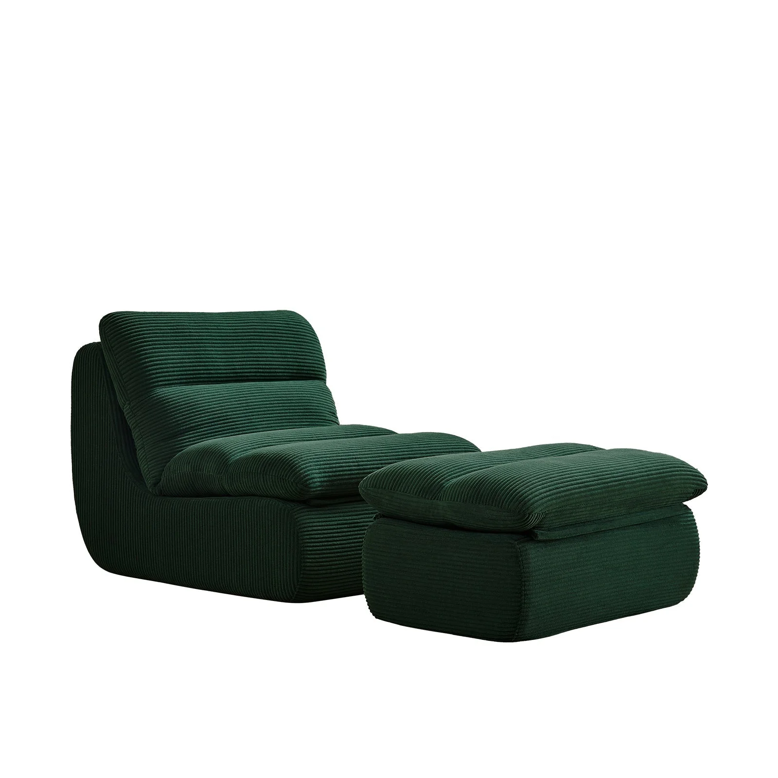 Modern Compressed Lounge Chair with Ottoman - Cozy Corduroy Recliner - Image 5