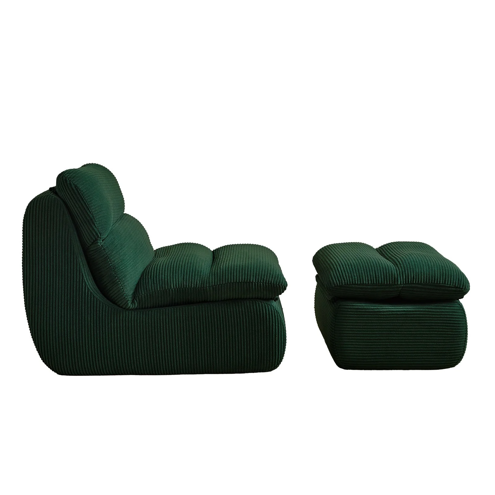 Modern Compressed Lounge Chair with Ottoman - Cozy Corduroy Recliner - Image 6