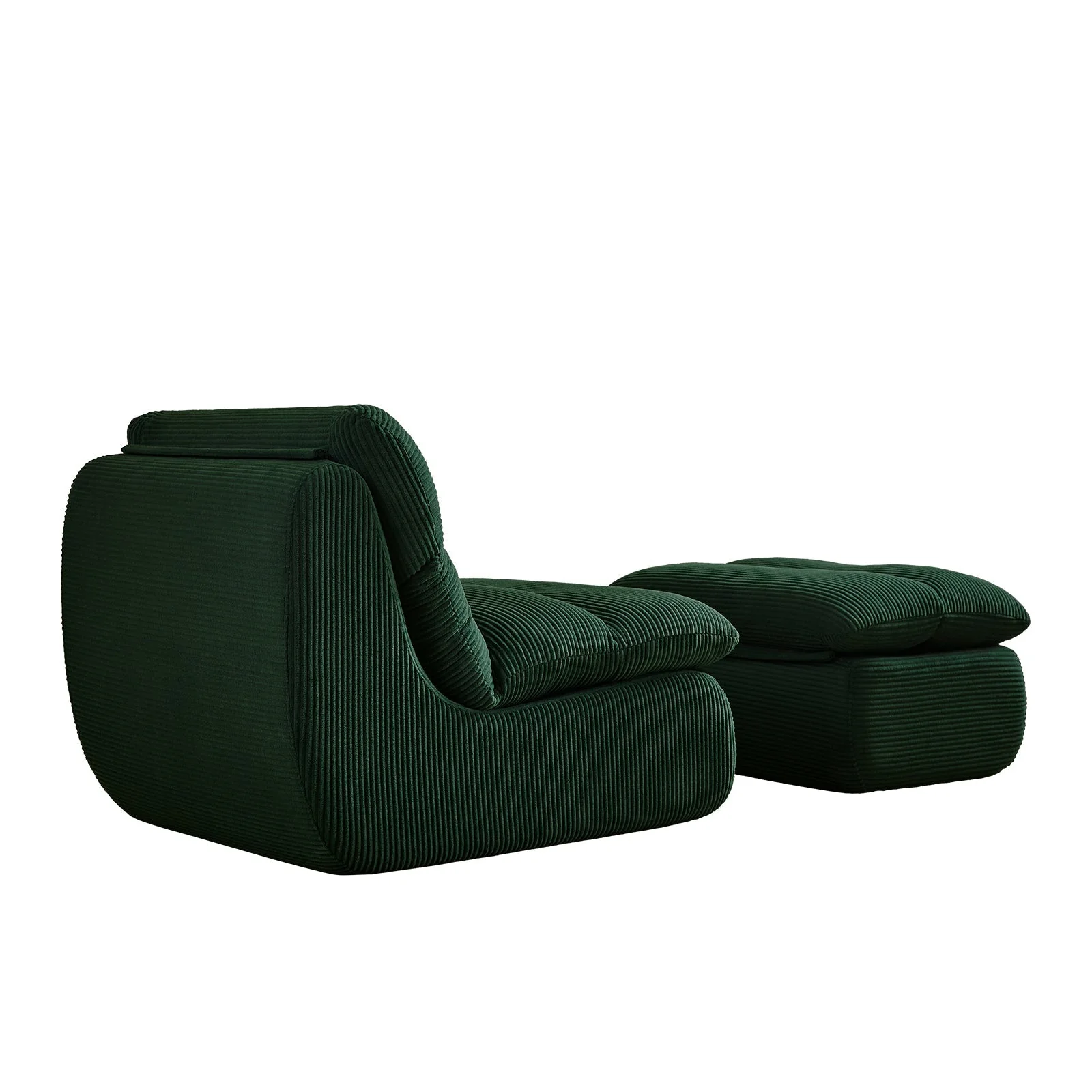 Modern Compressed Lounge Chair with Ottoman - Cozy Corduroy Recliner - Image 8