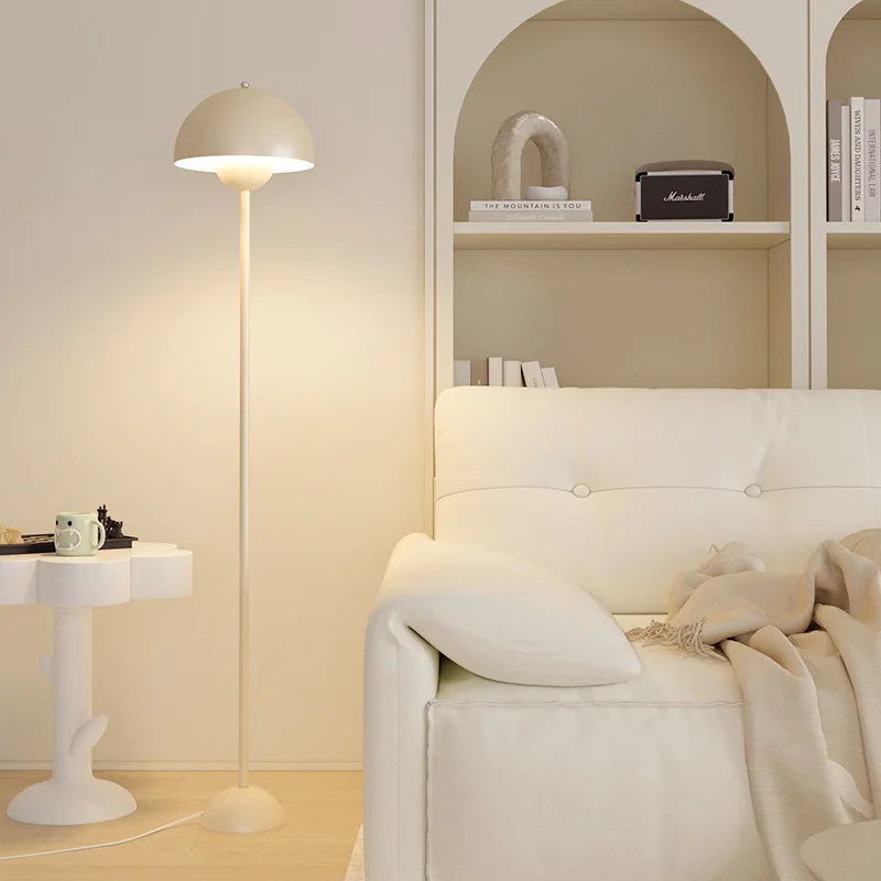 Modern Cream LED Floor Lamp E27 Bulb Minimalist Light for Bedroom Living Room - Image 2