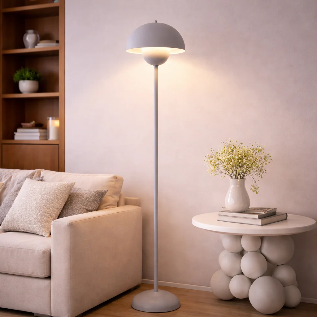 Modern Cream LED Floor Lamp E27 Bulb Minimalist Light for Bedroom Living Room - Image 5
