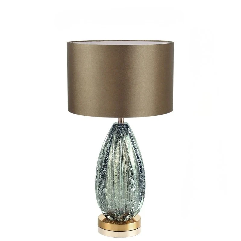Modern Crystal Glass Table Lamp Grey Fabric Shade Bedroom Hotel Home Decor Light - Image 8