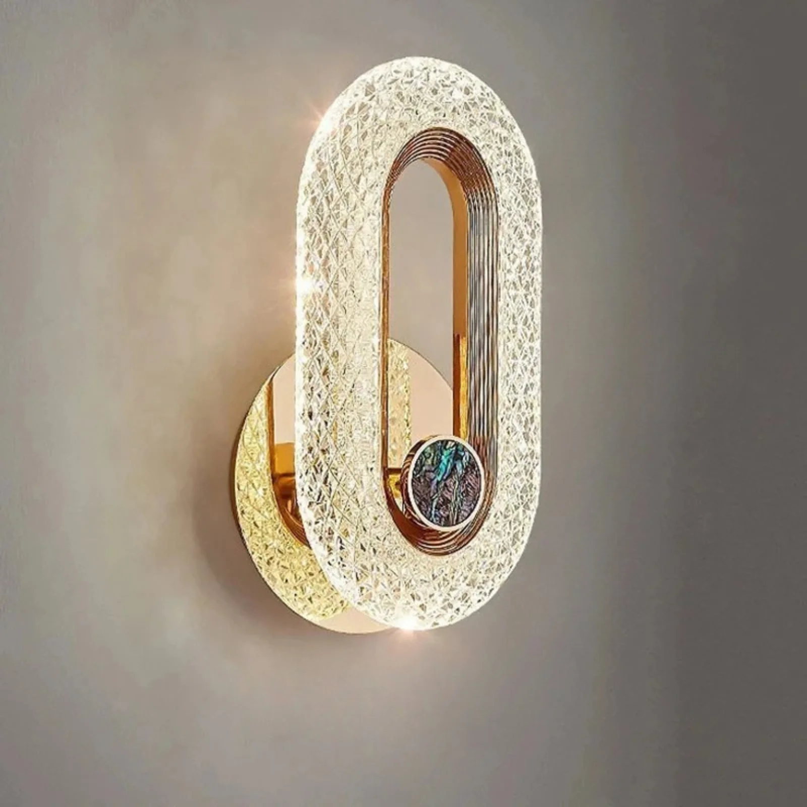 Modern Crystal LED Wall Light Round Oval Sconce for Bedroom Living Room - Image 10