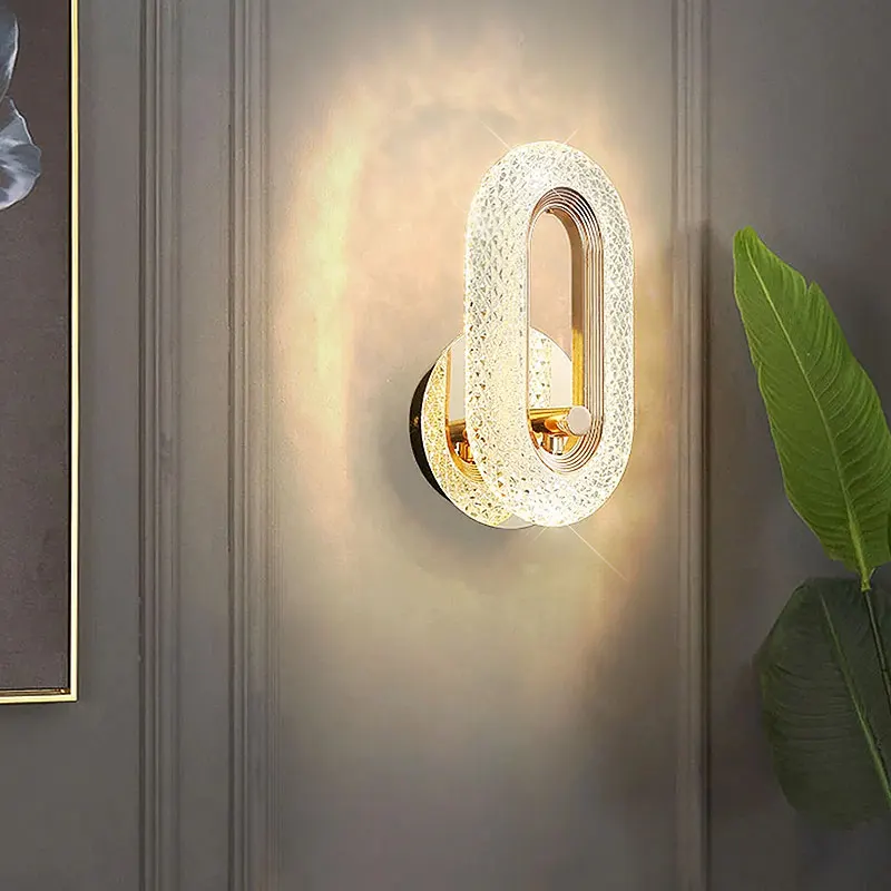 Modern Crystal LED Wall Light Round Oval Sconce for Bedroom Living Room - Image 3