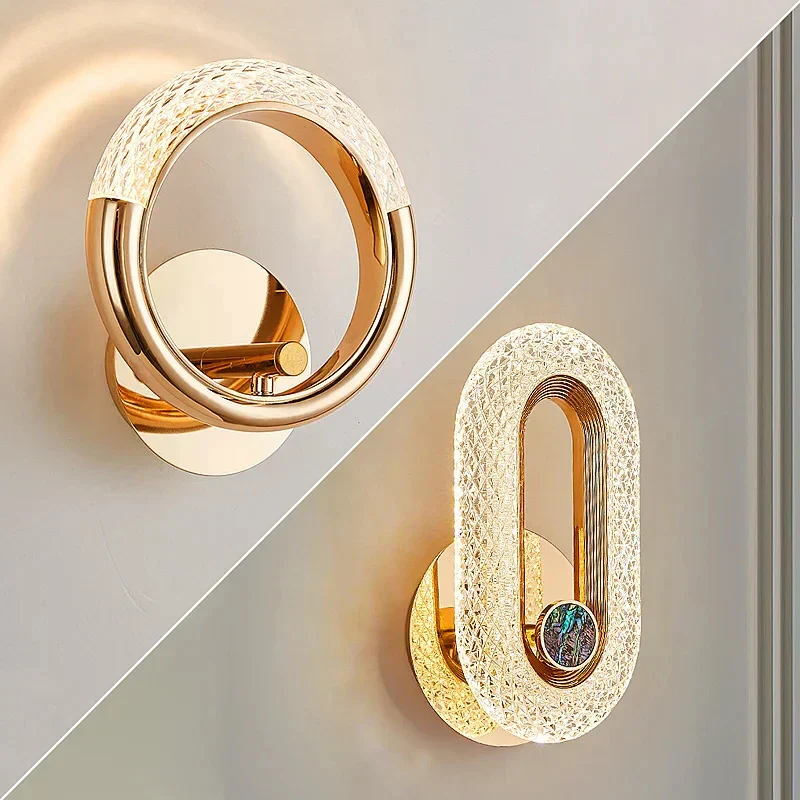 Modern Crystal LED Wall Light Round Oval Sconce for Bedroom Living Room - Image 7