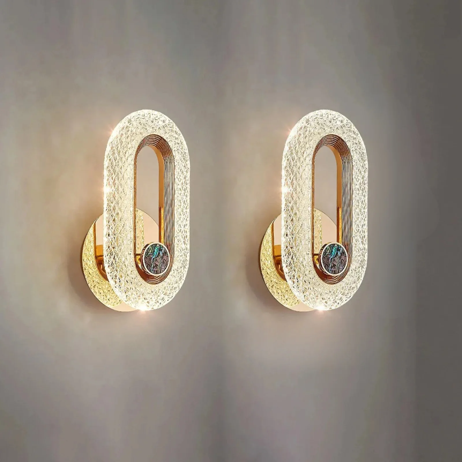 Modern Crystal LED Wall Light Round Oval Sconce for Bedroom Living Room - Image 8