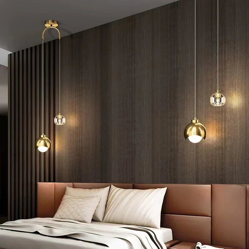 Modern Crystal Pendant Light Luxury Nordic Hanging Lamp Bedroom Living Room - Image 2