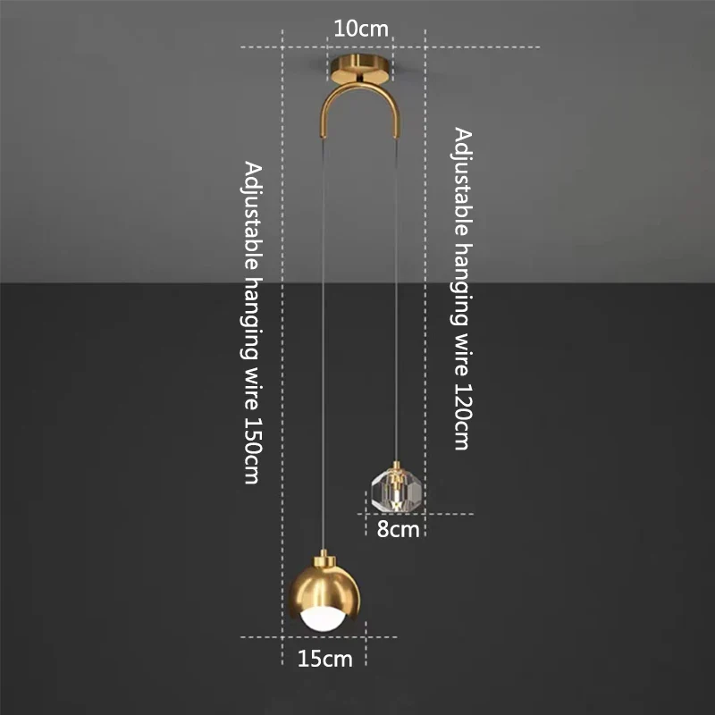 Modern Crystal Pendant Light Luxury Nordic Hanging Lamp Bedroom Living Room - Image 6