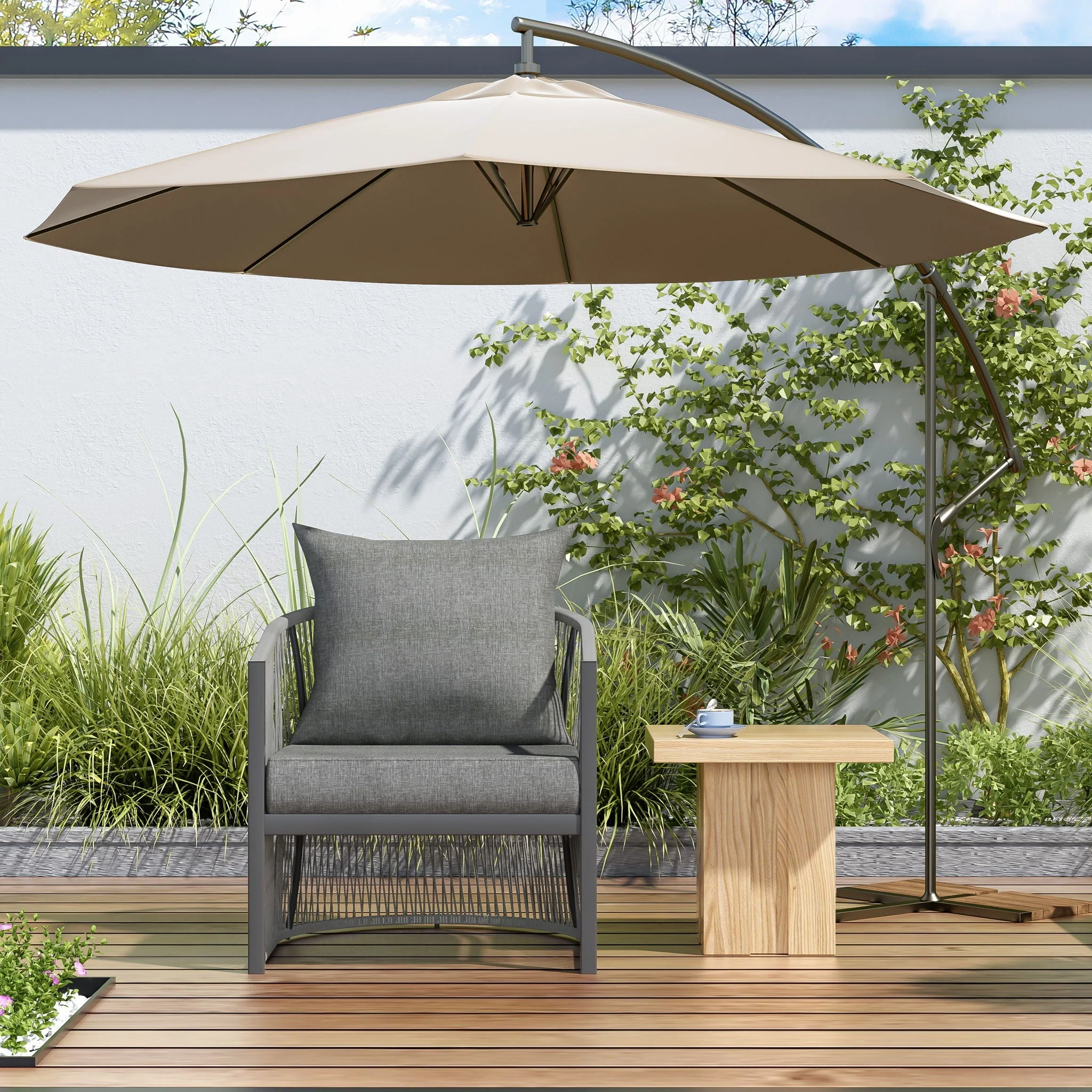 Modern Curved Aluminum Lounge Chair With Stylish Rope Weave Design And Cushioned Comfort For Outdoor - Image 10