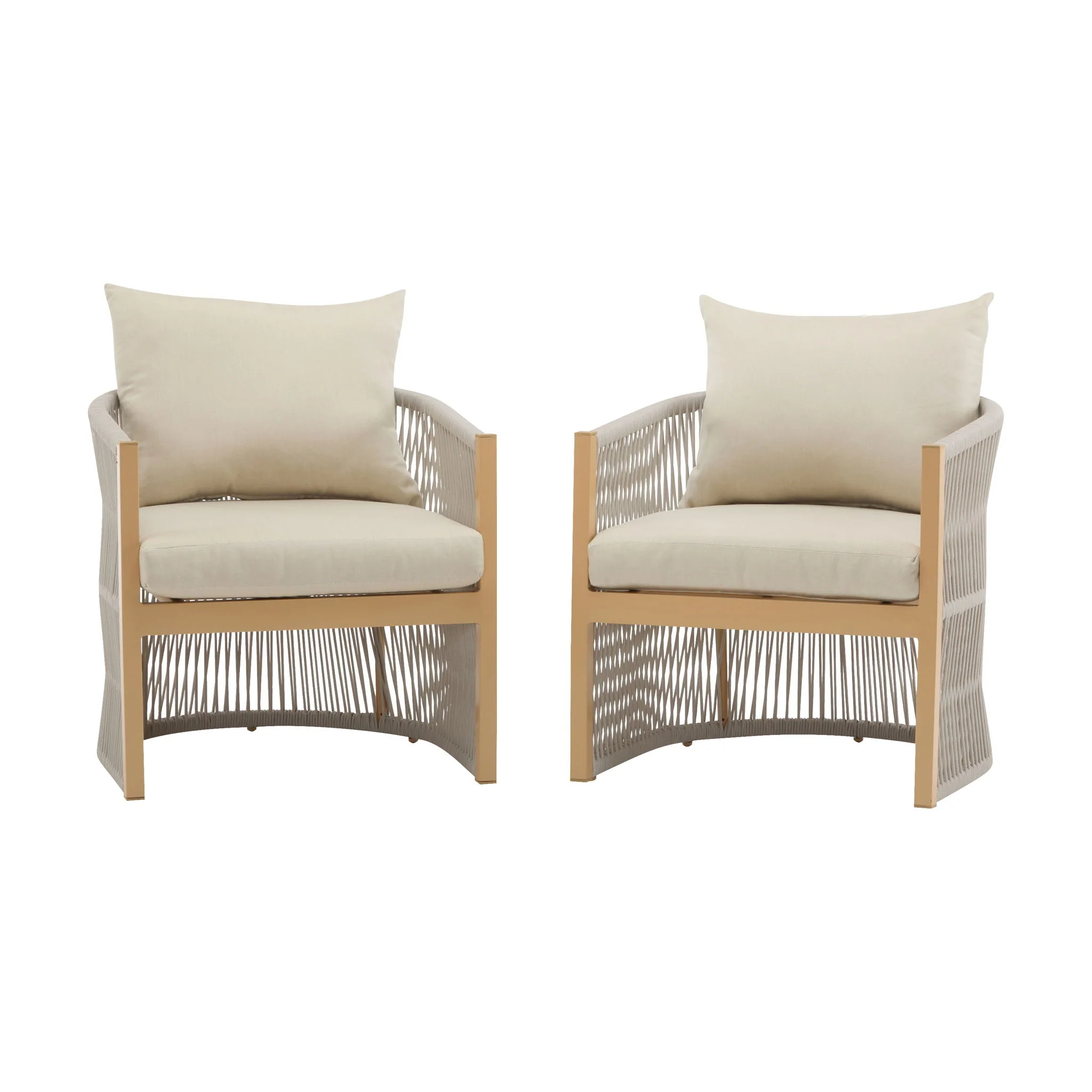 Modern Curved Aluminum Lounge Chair With Stylish Rope Weave Design And Cushioned Comfort For Outdoor - Image 3