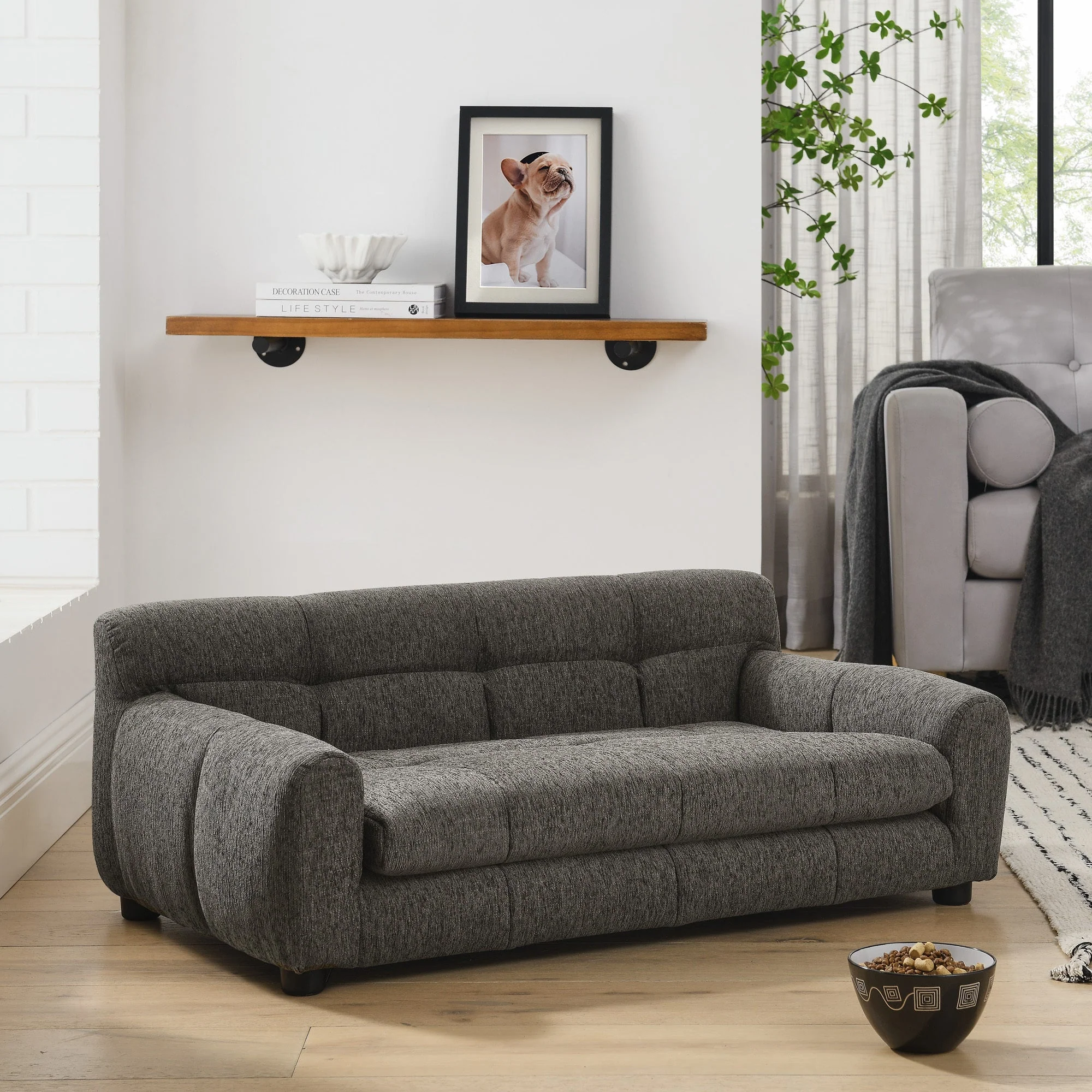 Modern Dark Gray Pet Sofa with Backrest and Armrests - Image 6