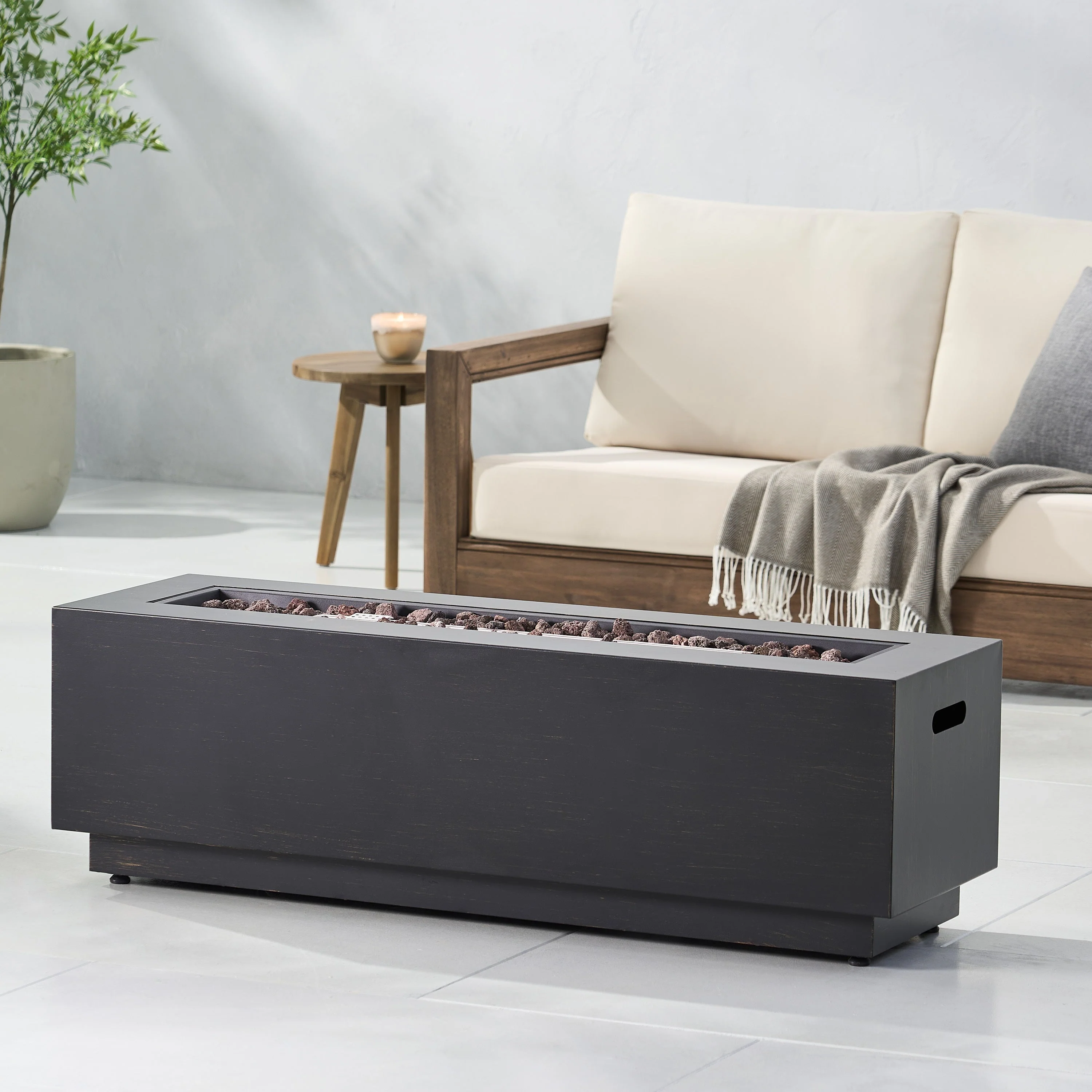 Modern Dark Grey 40" Outdoor Iron Propane Fire Pit - Image 10