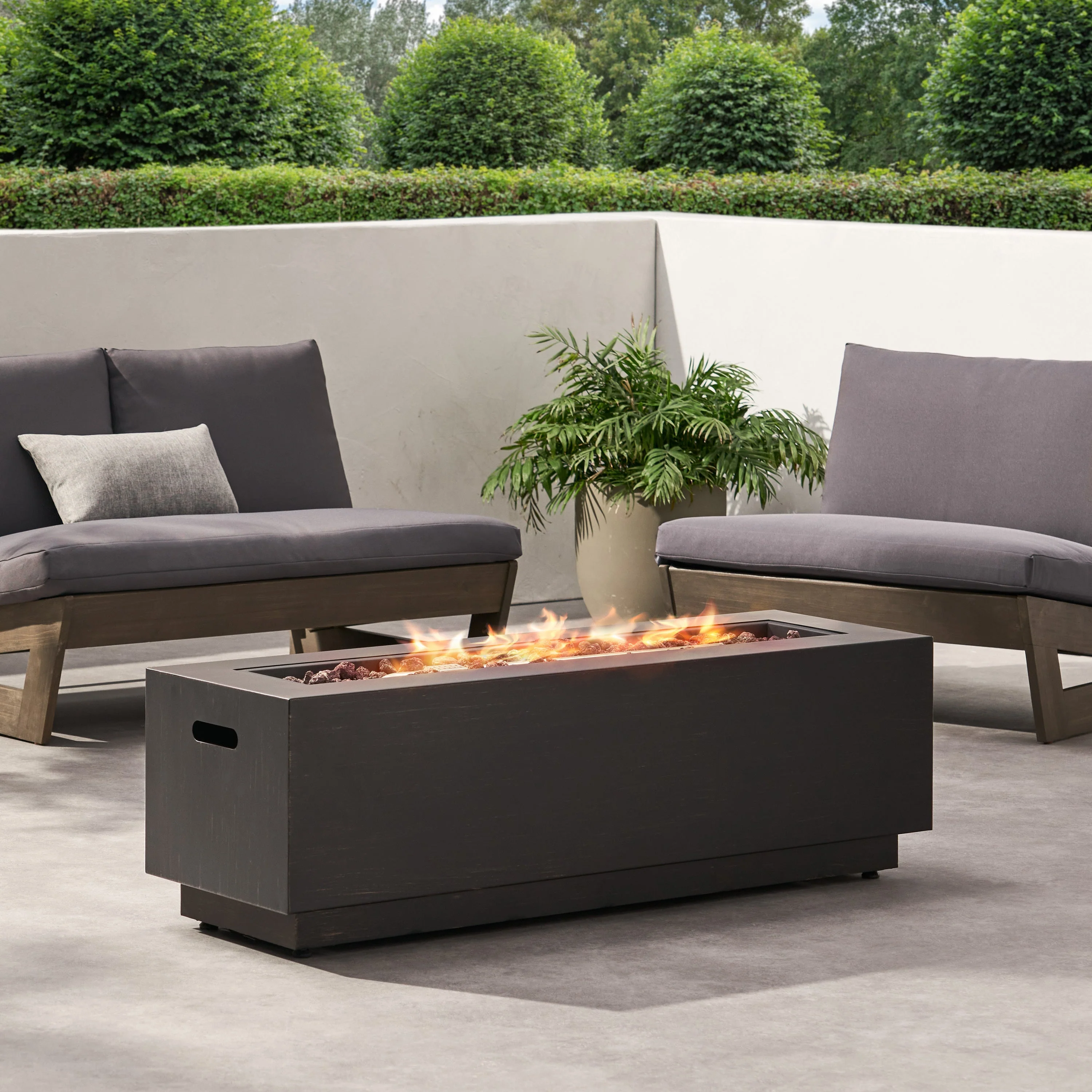 Modern Dark Grey 40" Outdoor Iron Propane Fire Pit - Image 12