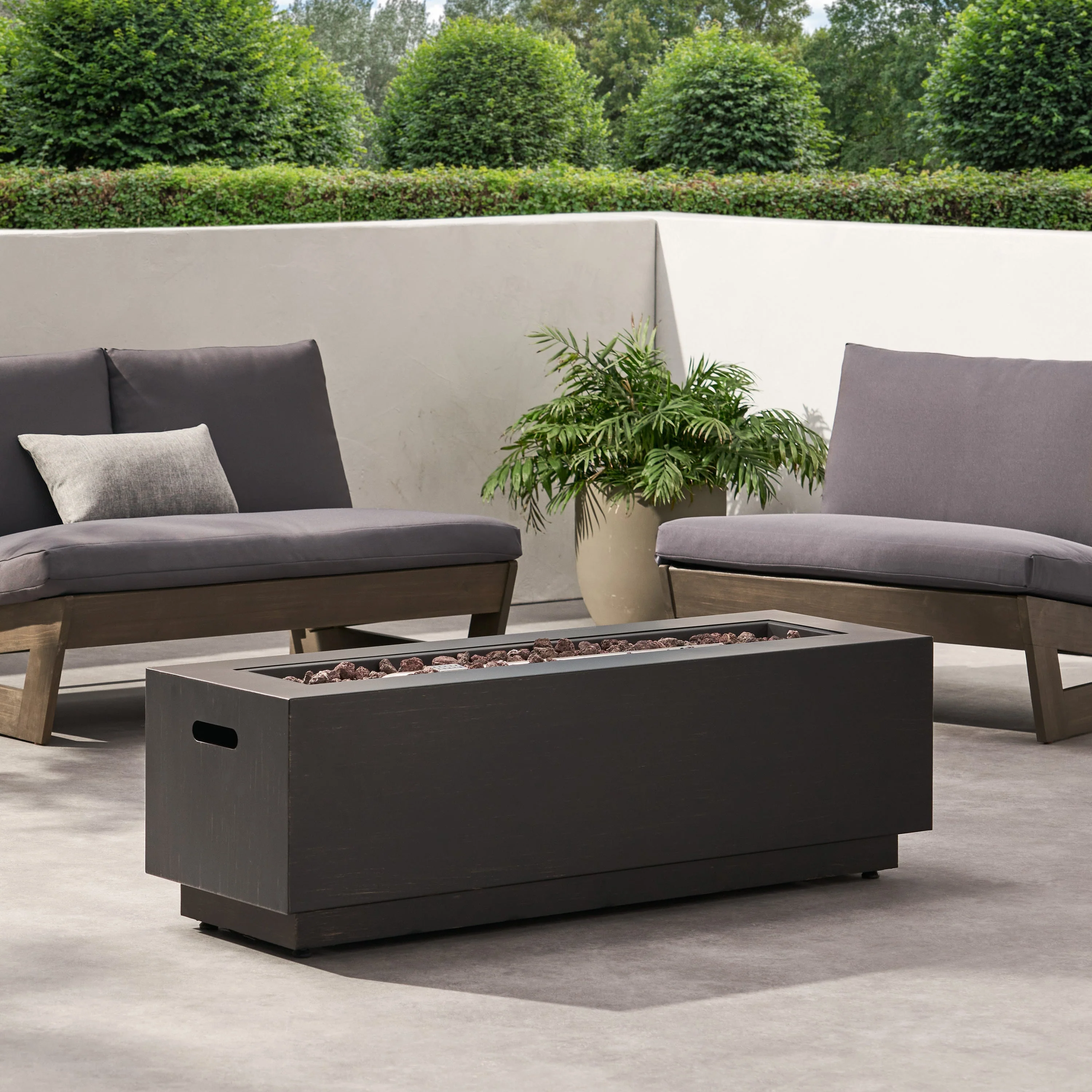 Modern Dark Grey 40" Outdoor Iron Propane Fire Pit - Image 4