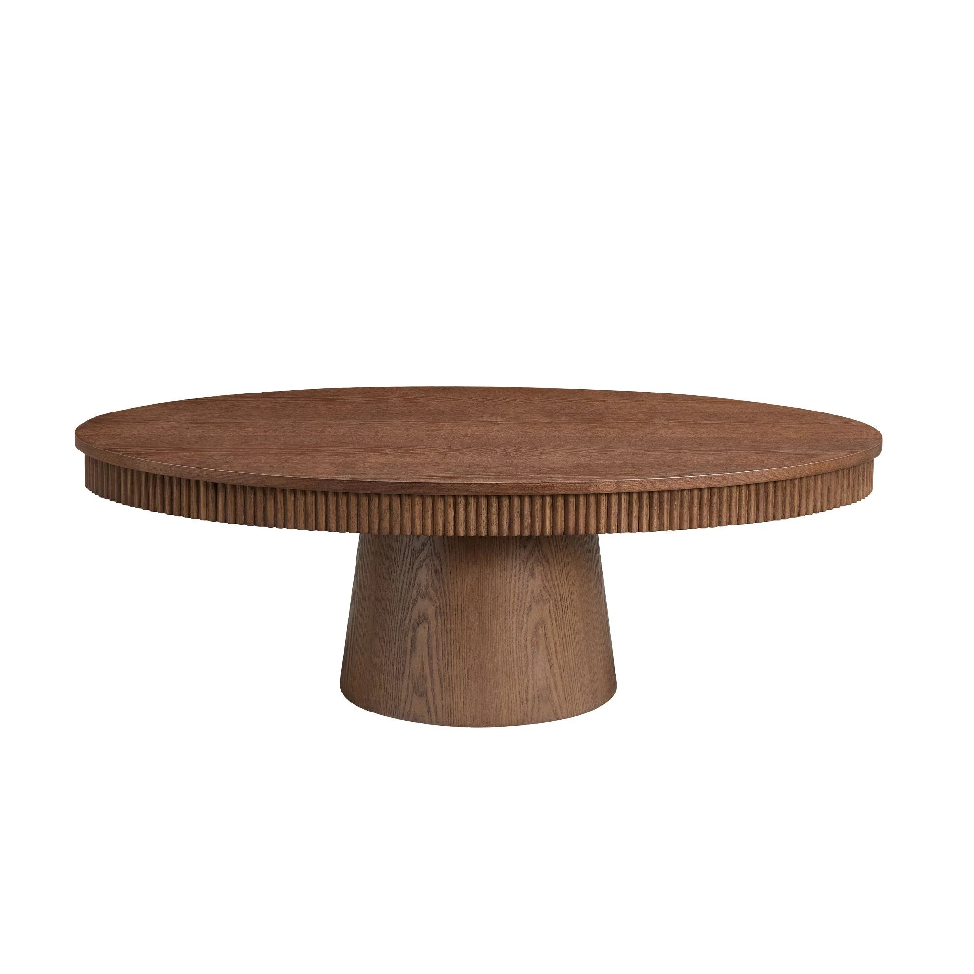 Modern Design Oval Handcraft Drum Coffee Table Length 47.24 inch Walnut Color - Image 2