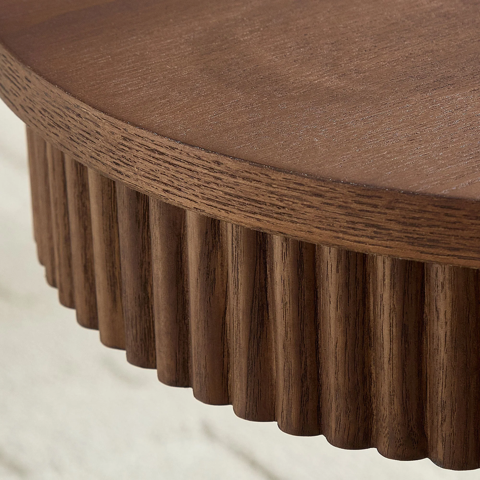 Modern Design Oval Handcraft Drum Coffee Table Length 47.24 inch Walnut Color - Image 6