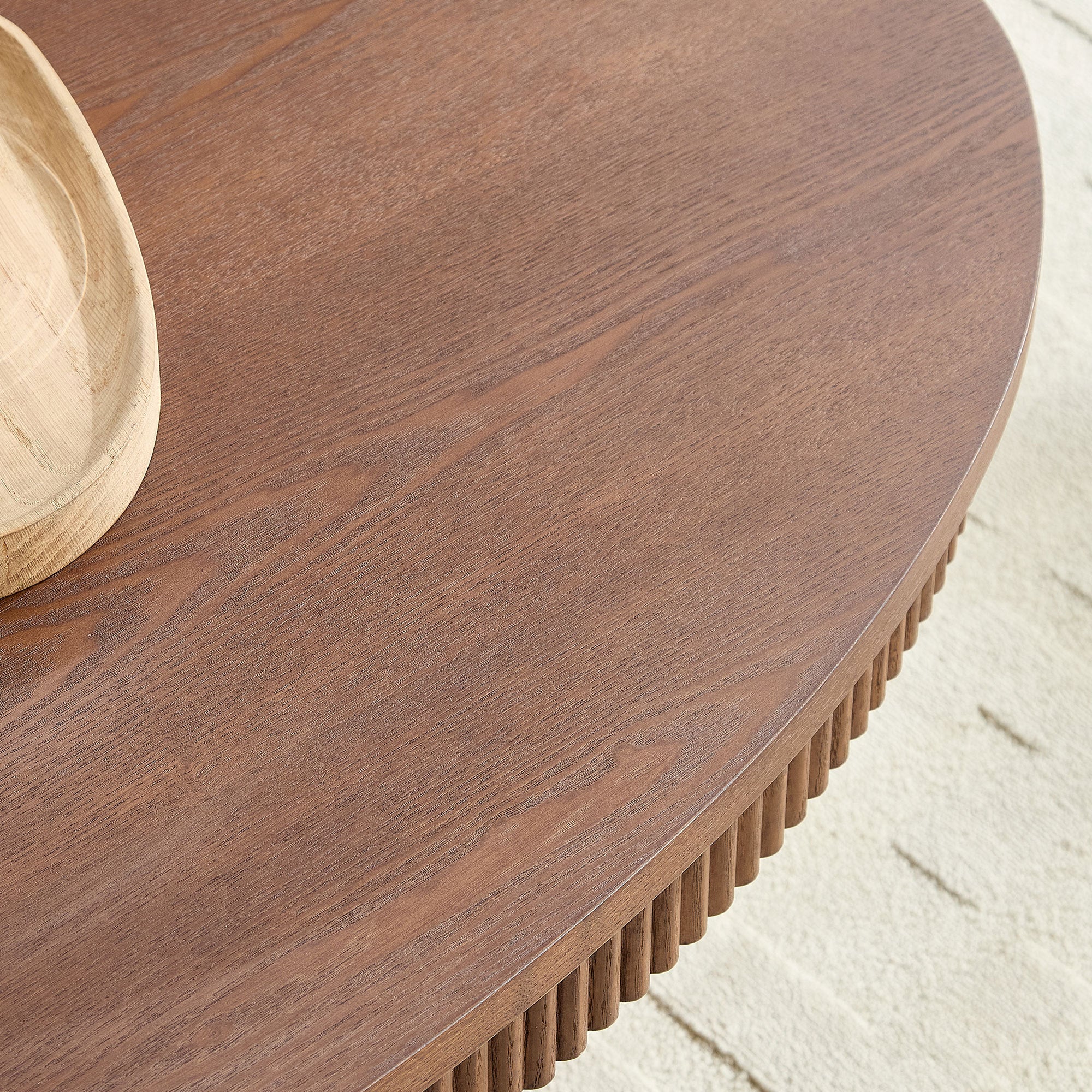 Modern Design Oval Handcraft Drum Coffee Table Length 47.24 inch Walnut Color - Image 7